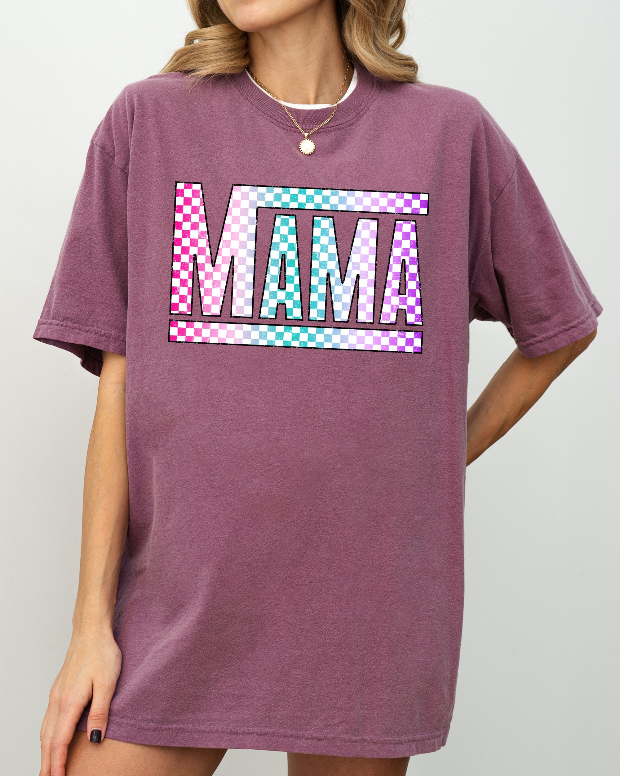 Checkered Mama Colorful Retro Vintage Mother Heritage Pattern Comfort Colors Tee