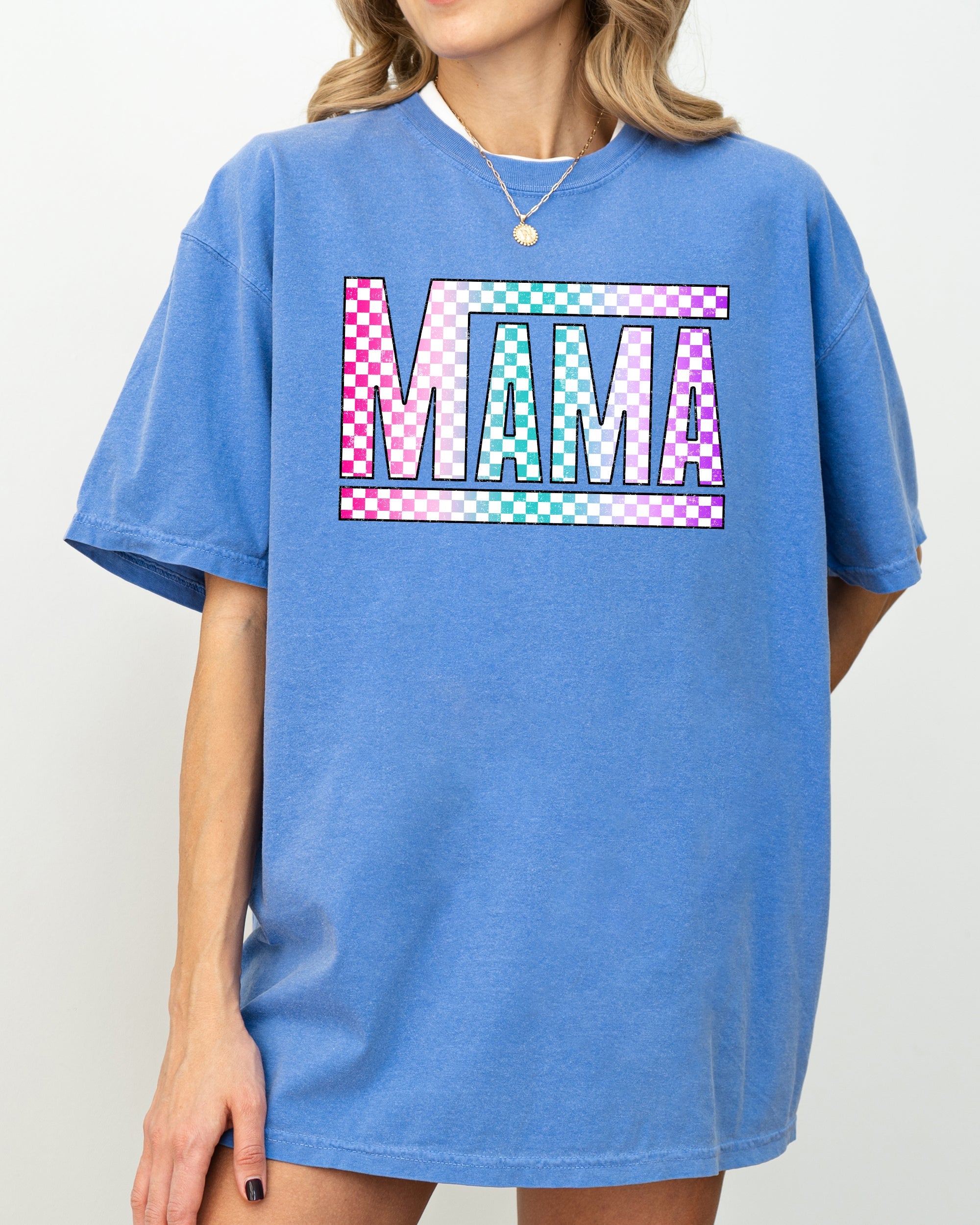 Checkered Mama Colorful Retro Vintage Mother Heritage Pattern Comfort Colors Tee