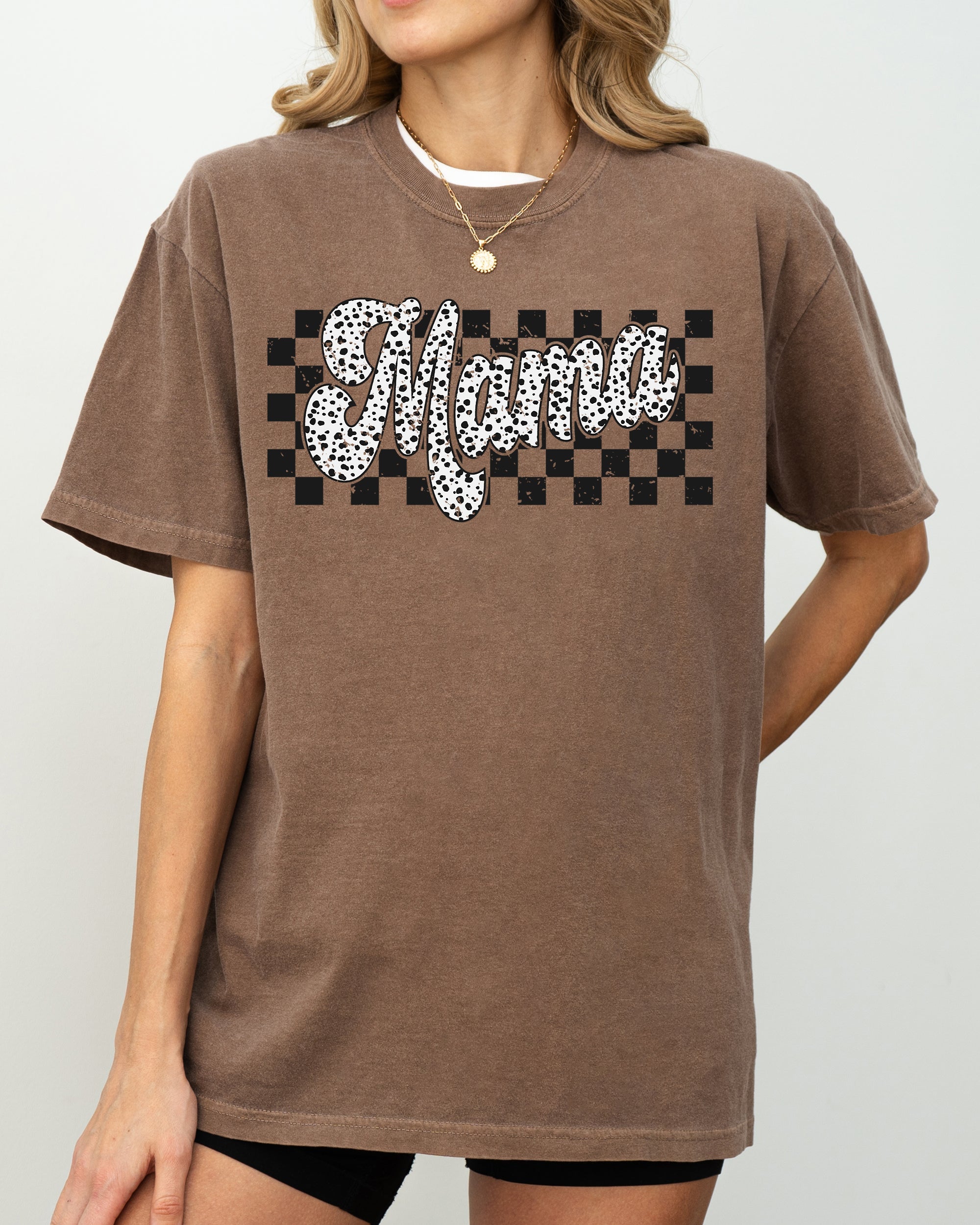Checkered Mama Dalmatian Dots Polka Dots Retro Vintage Mother Comfort Colors Tee