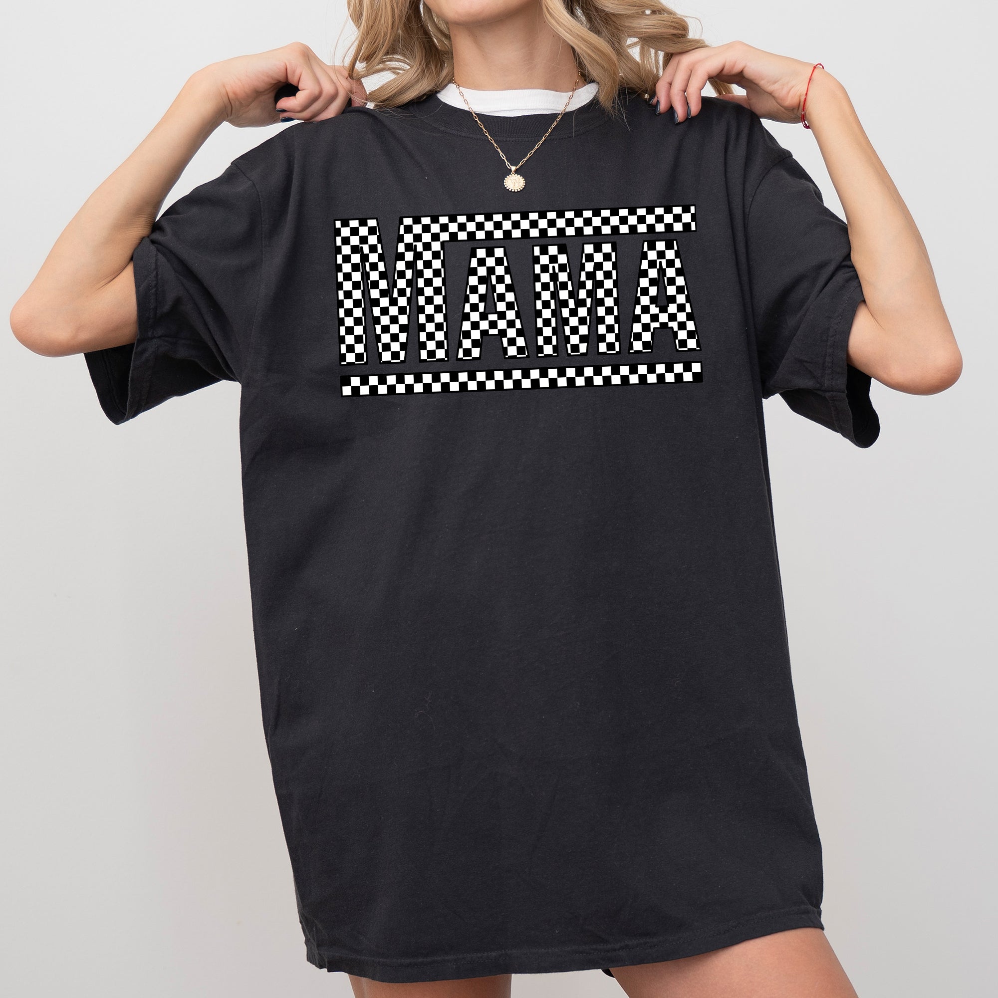 Checkered Mama Retro Vintage Plaid Nostalgic Americana Style Classic Comfort Colors Tee
