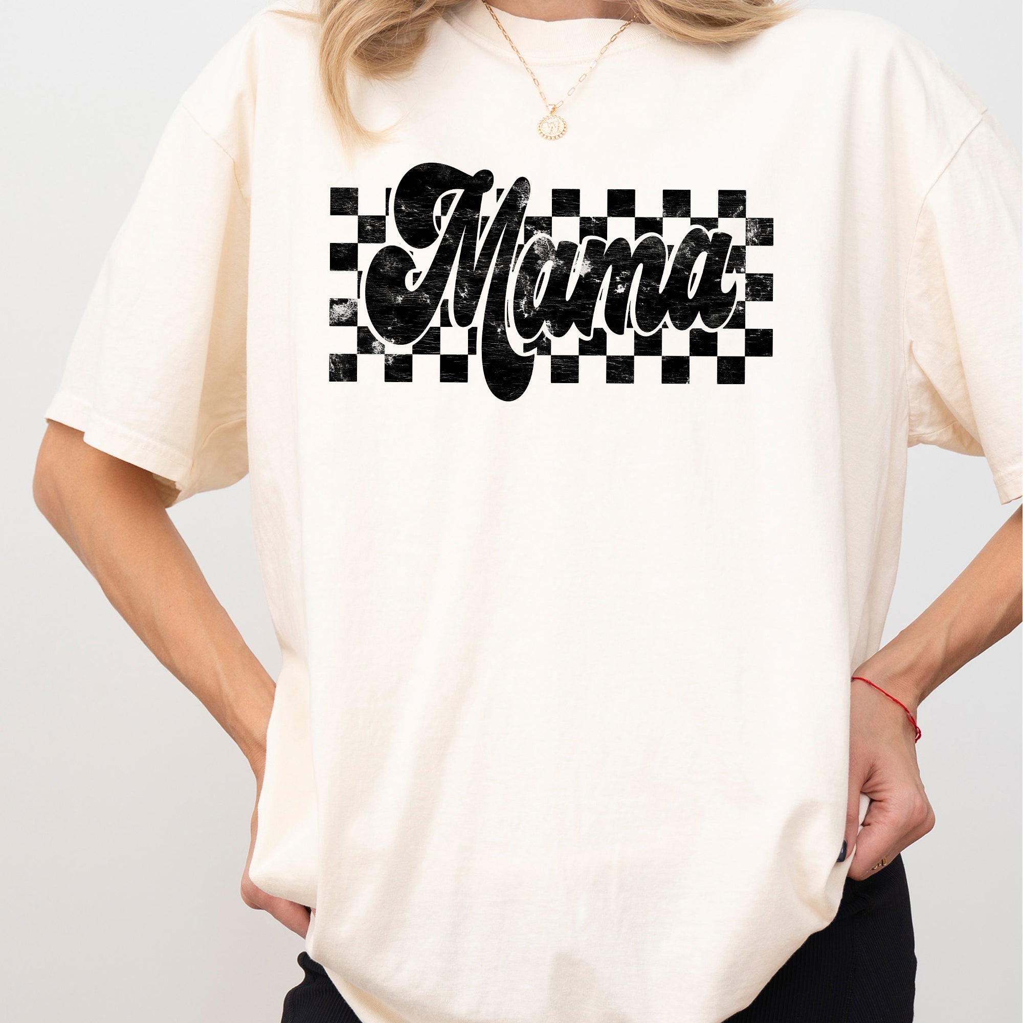 Checkered Mama Vintage Retro Classic Checkerboard Pattern Nostalgic Style Comfort Colors Tee