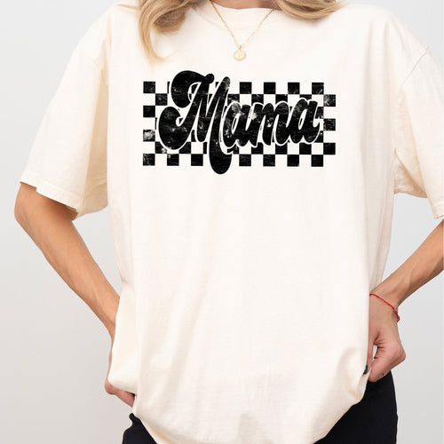 Checkered Mama Vintage Retro Classic Checkerboard Pattern Nostalgic Style Comfort Colors Tee