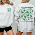 Leprechaun Checkered Bow Coquette Shamrock Clover Lucky St Patrick's Day Sweatshirt