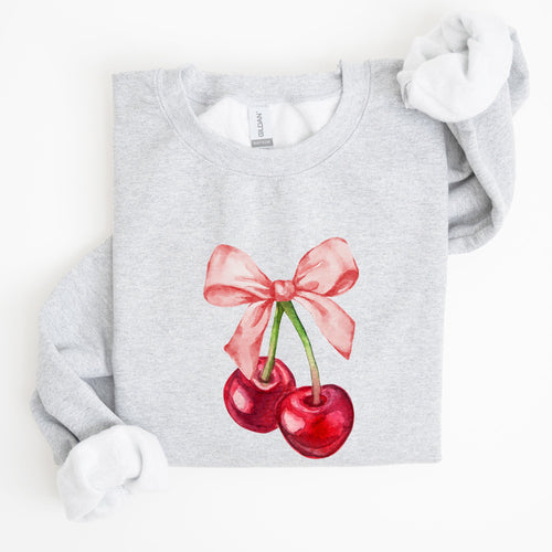 Cherries Pink Bows Coquette Girly Soft Girl Era Limited Edition Graphic Sweatshirt