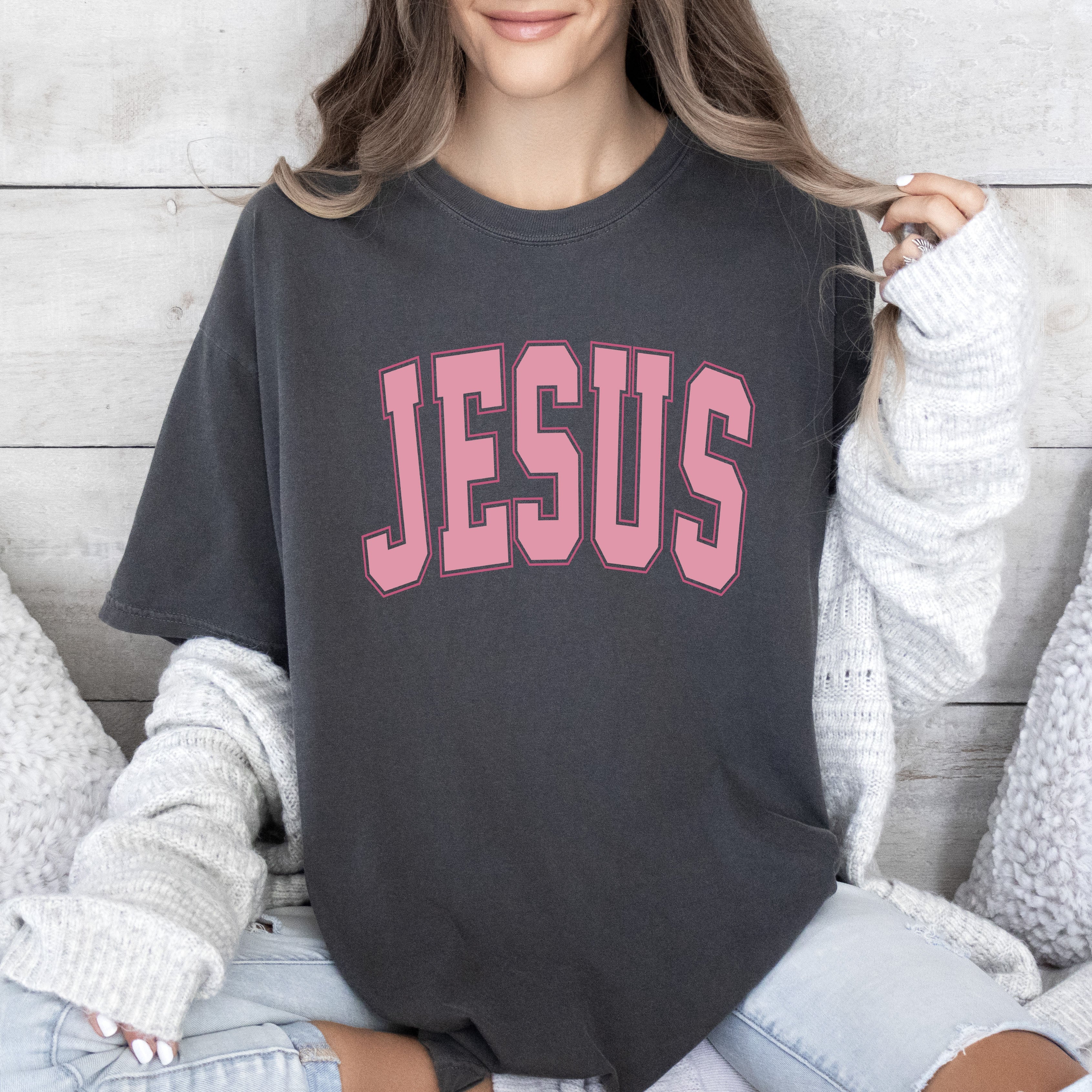 Retro Pink Jesus Vintage Christmas Religious Artwork For Holiday Wear Comfort Colors Tee