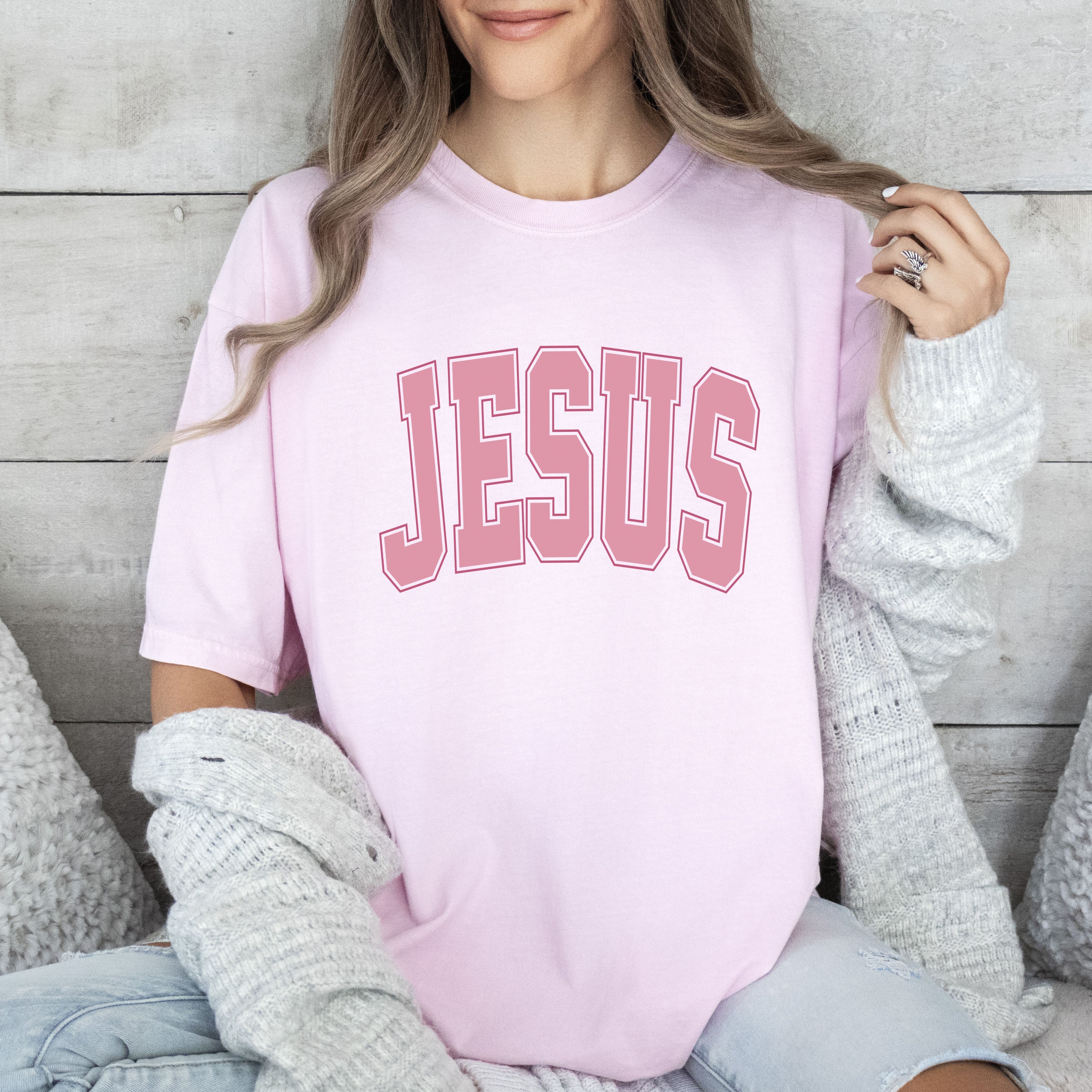 Retro Pink Jesus Vintage Christmas Religious Artwork For Holiday Wear Comfort Colors Tee