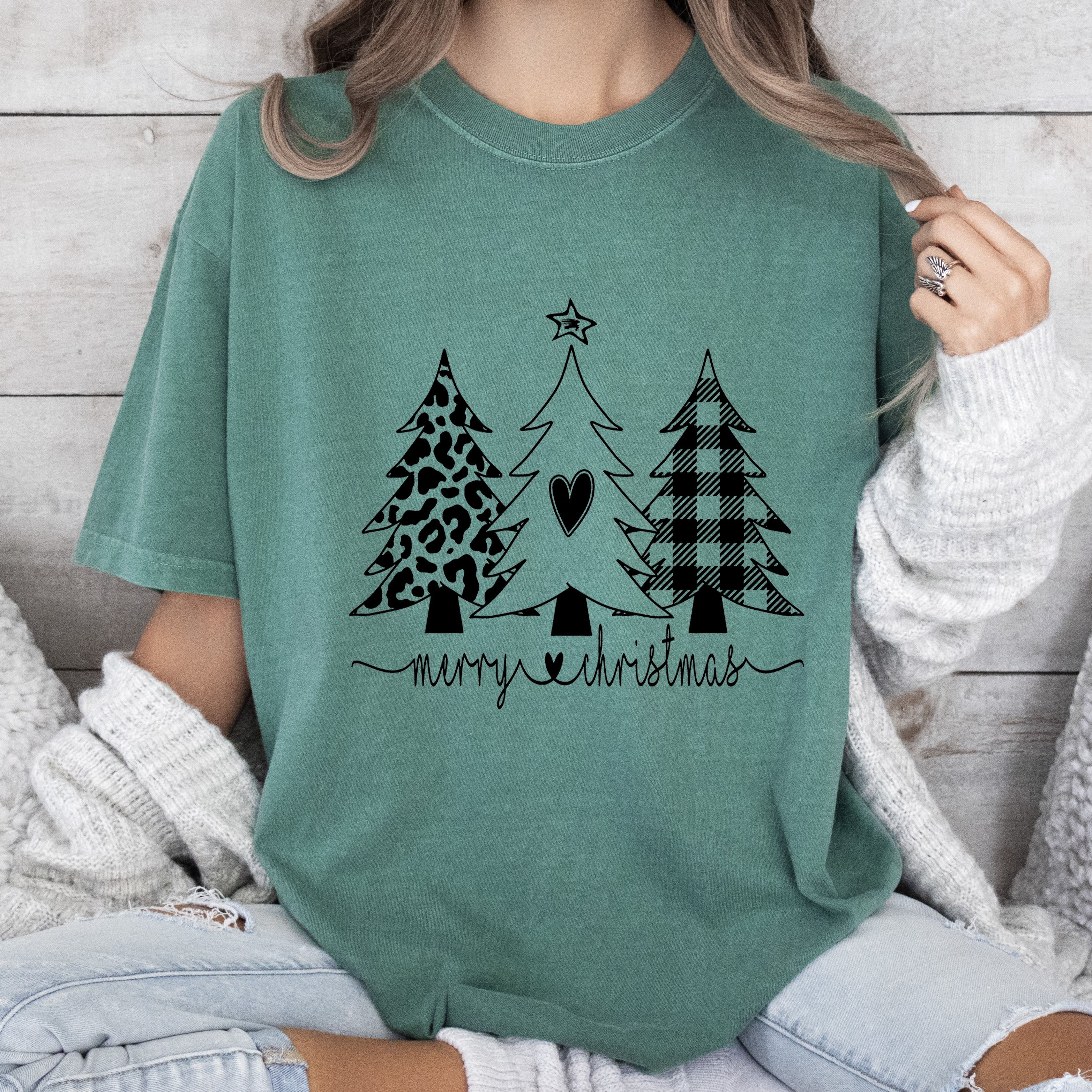 Chic Merry Christmas Trees Vintage Charm Holiday Edition Limited Release Comfort Colors Tee