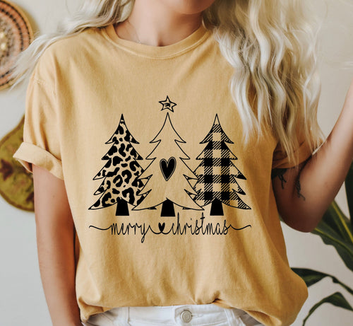 Chic Merry Christmas Trees Vintage Charm Holiday Edition Limited Release Comfort Colors Tee