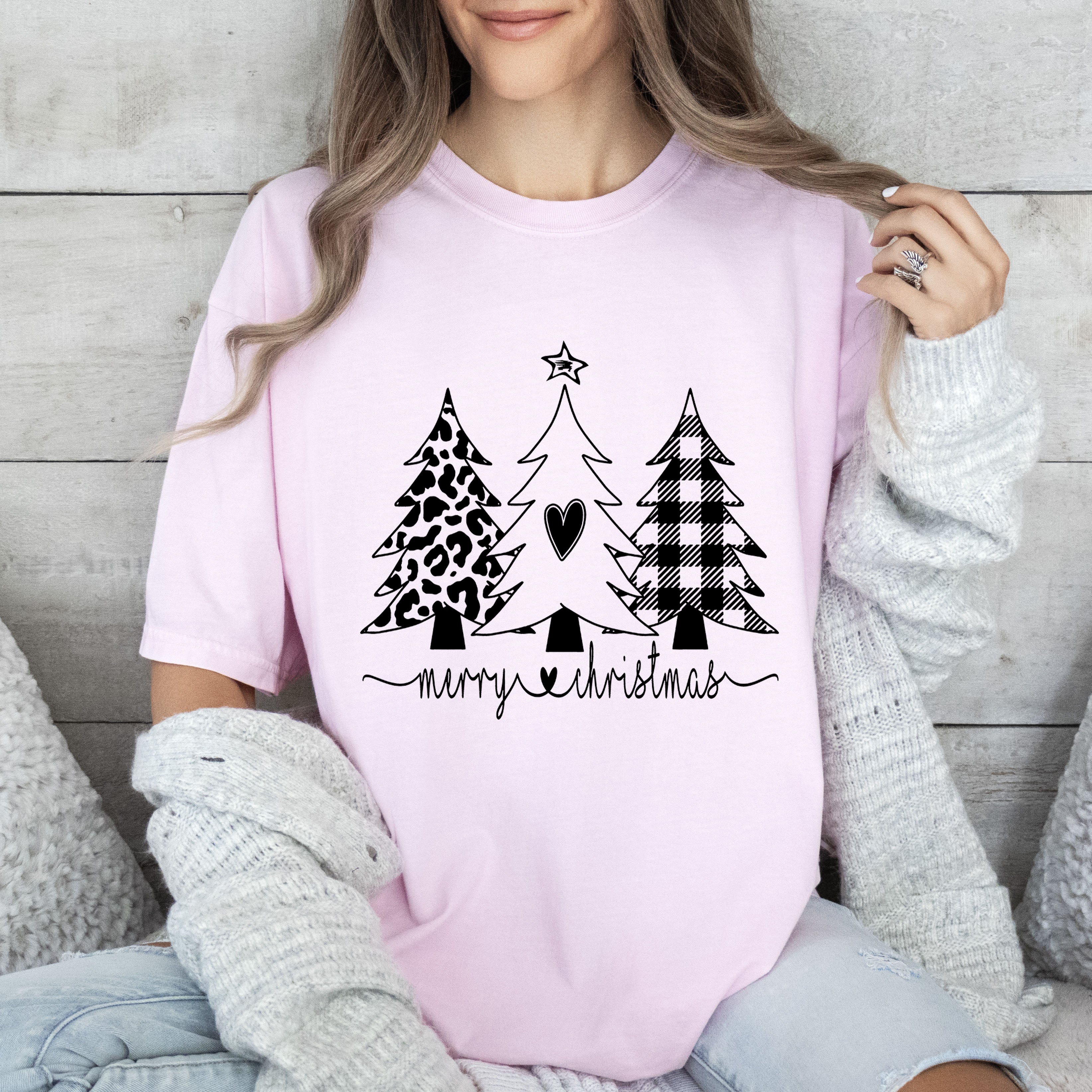 Chic Merry Christmas Trees Vintage Charm Holiday Edition Limited Release Comfort Colors Tee