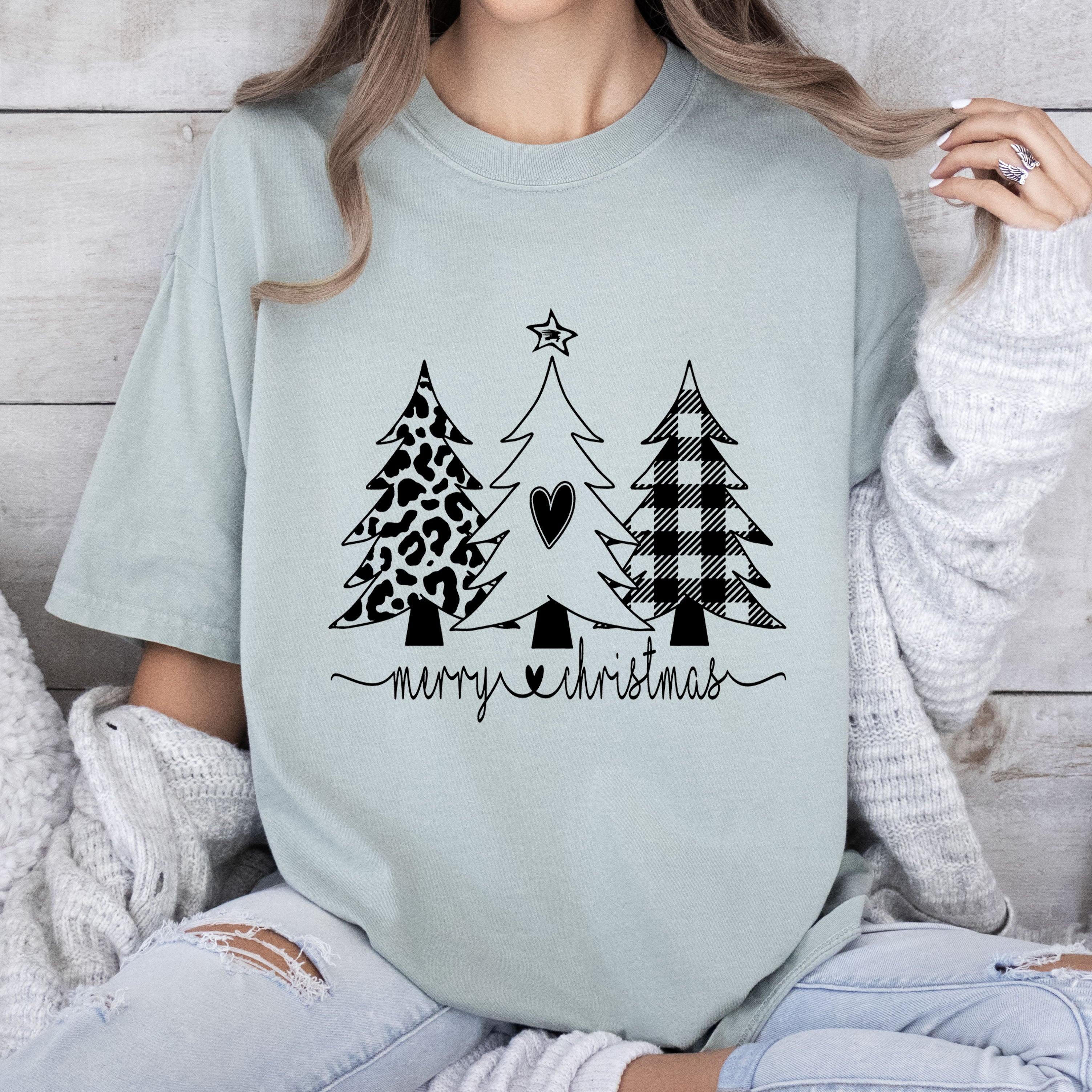 Chic Merry Christmas Trees Vintage Charm Holiday Edition Limited Release Comfort Colors Tee