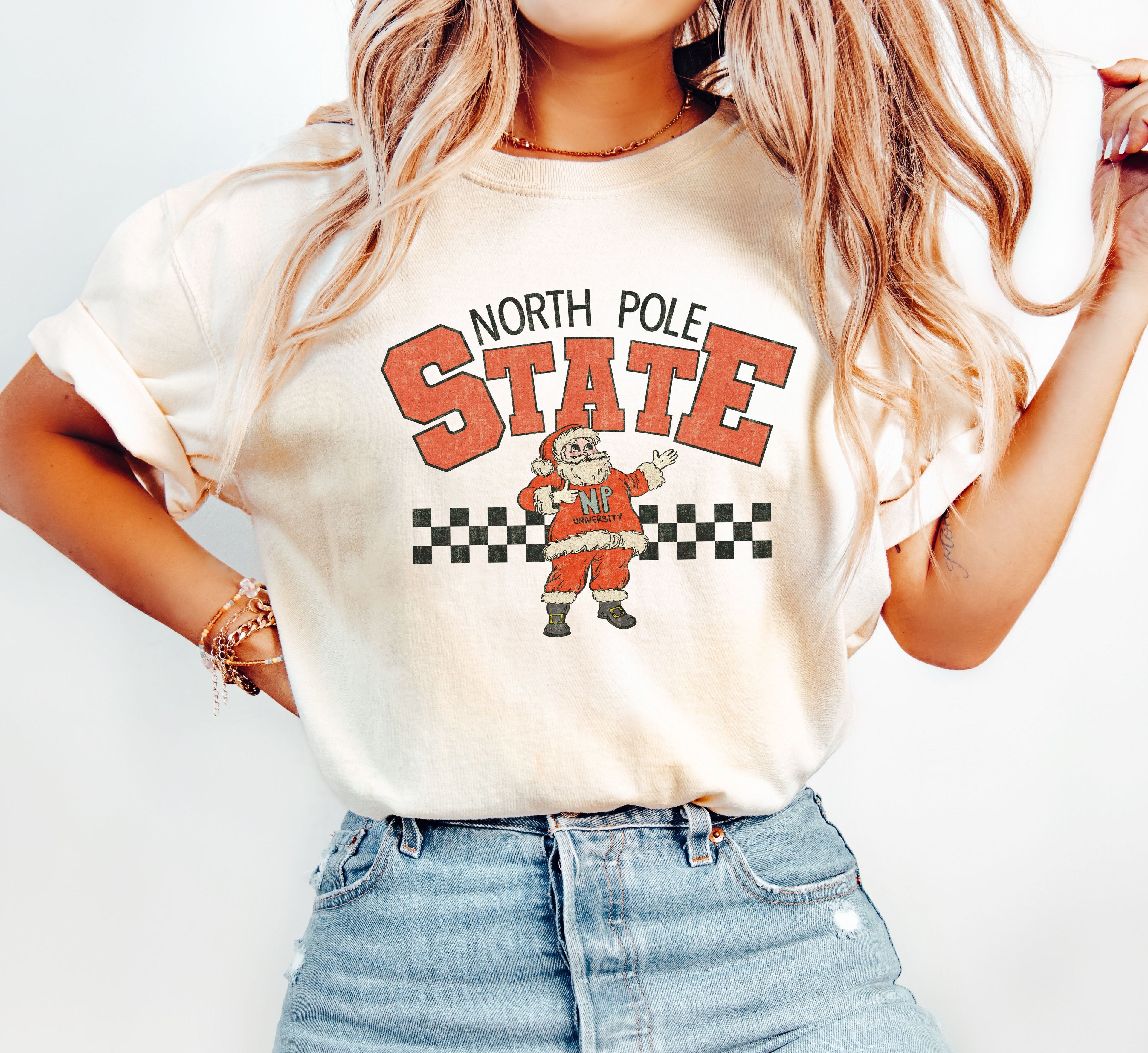 North Pole State Santa Vintage Christmas Limited Edition Exclusive Comfort Colors Tee
