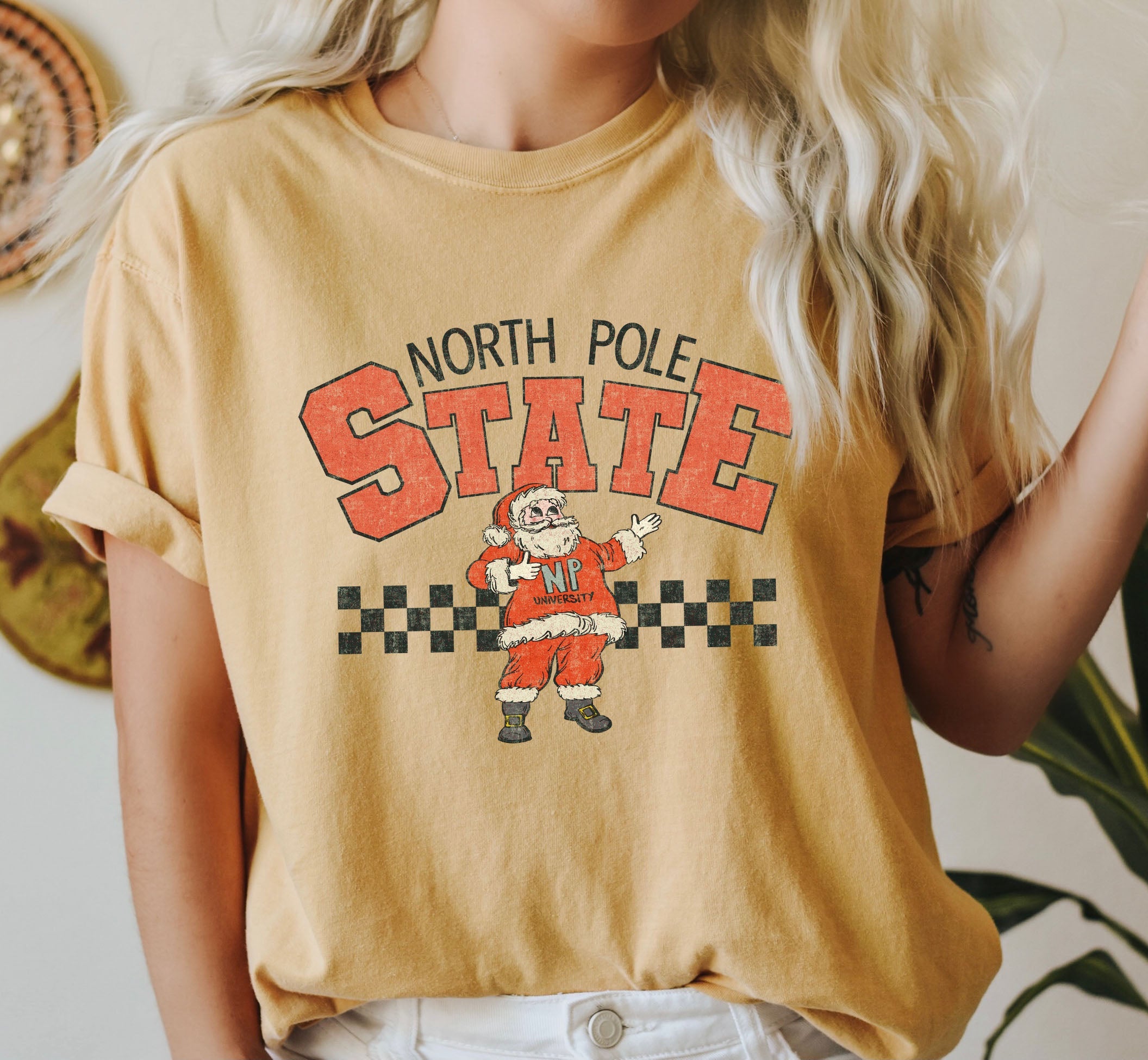 North Pole State Santa Vintage Christmas Limited Edition Exclusive Comfort Colors Tee
