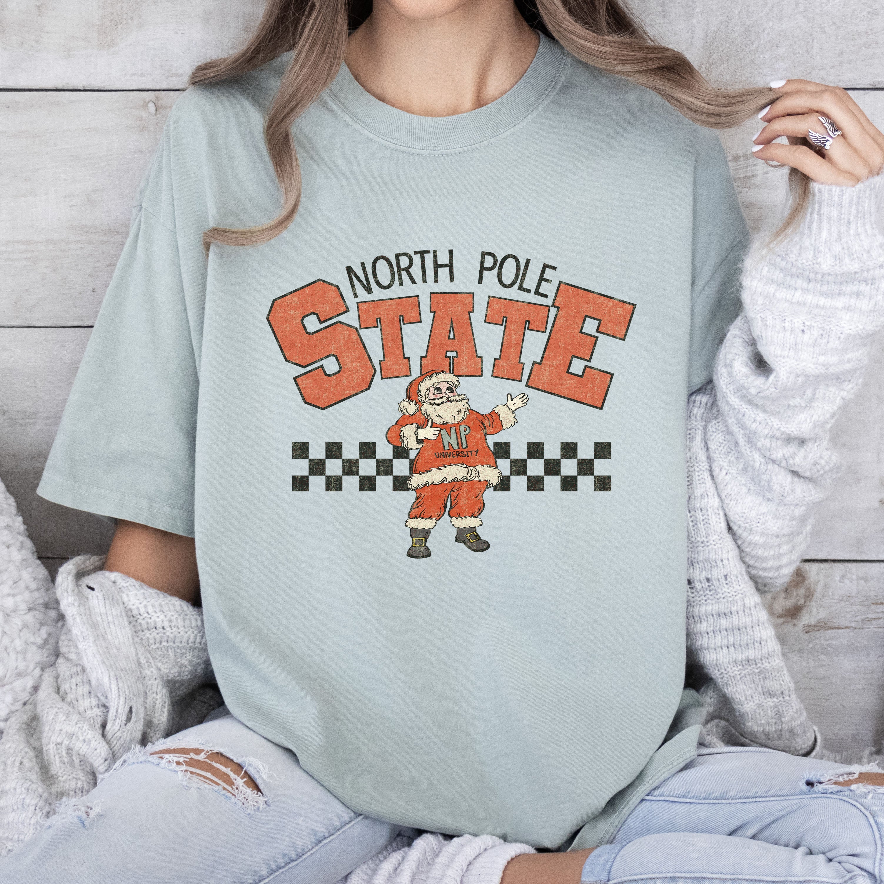North Pole State Santa Vintage Christmas Limited Edition Exclusive Comfort Colors Tee
