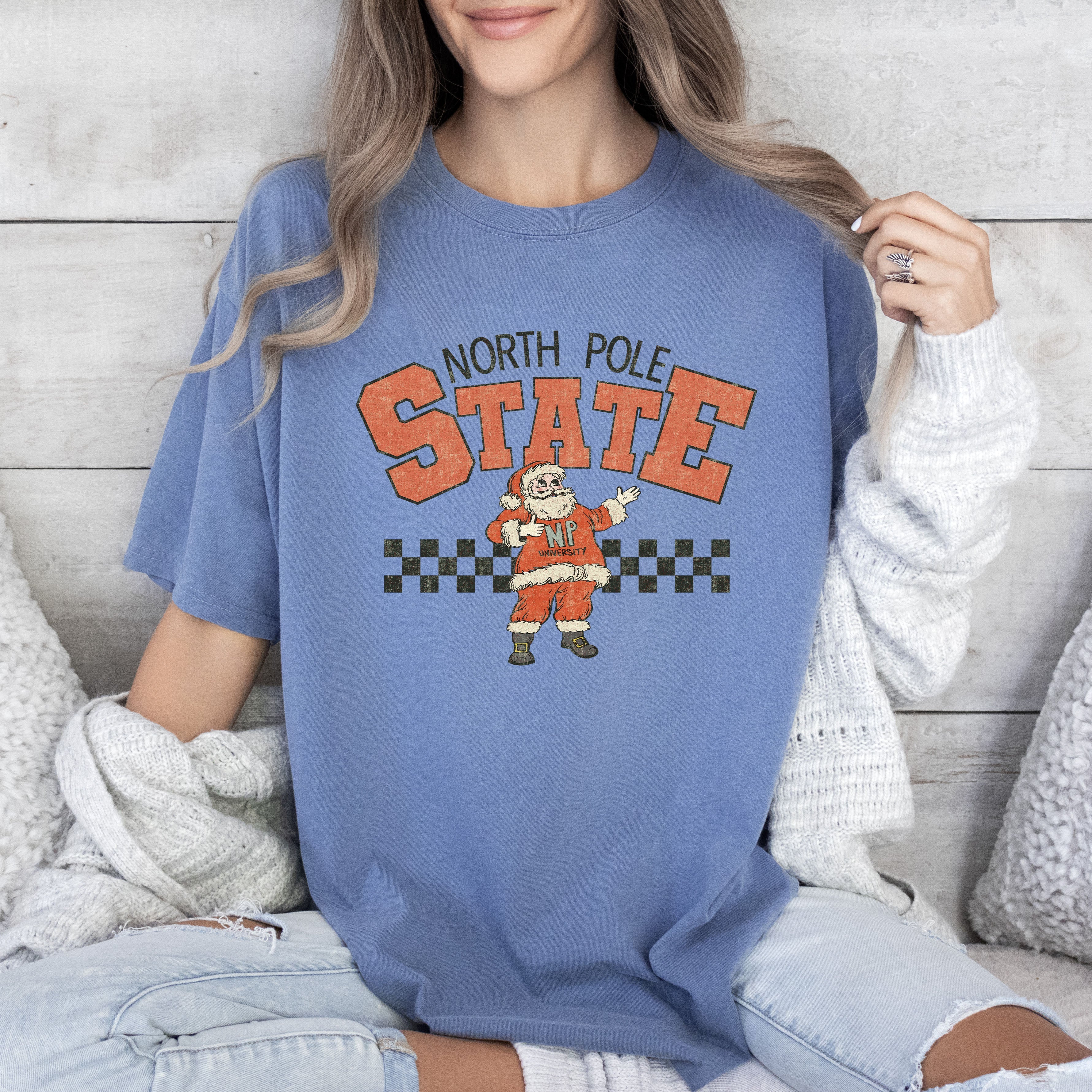North Pole State Santa Vintage Christmas Limited Edition Exclusive Comfort Colors Tee