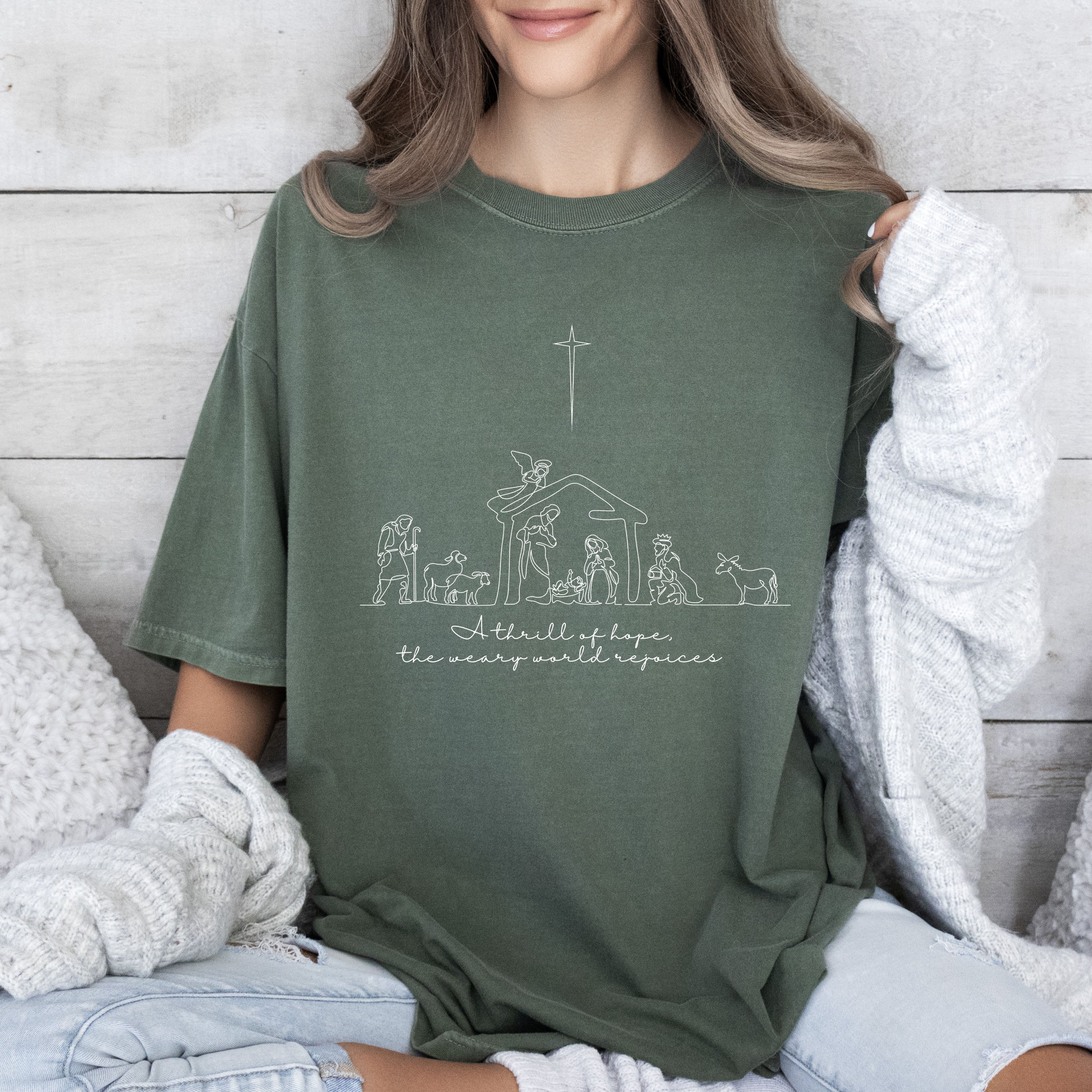 A Thrill Of Hope Chic Vintage Christmas Nostalgic Holiday Cheer Comfort Colors Tee