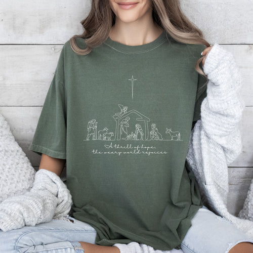 A Thrill Of Hope Chic Vintage Christmas Nostalgic Holiday Cheer Comfort Colors Tee