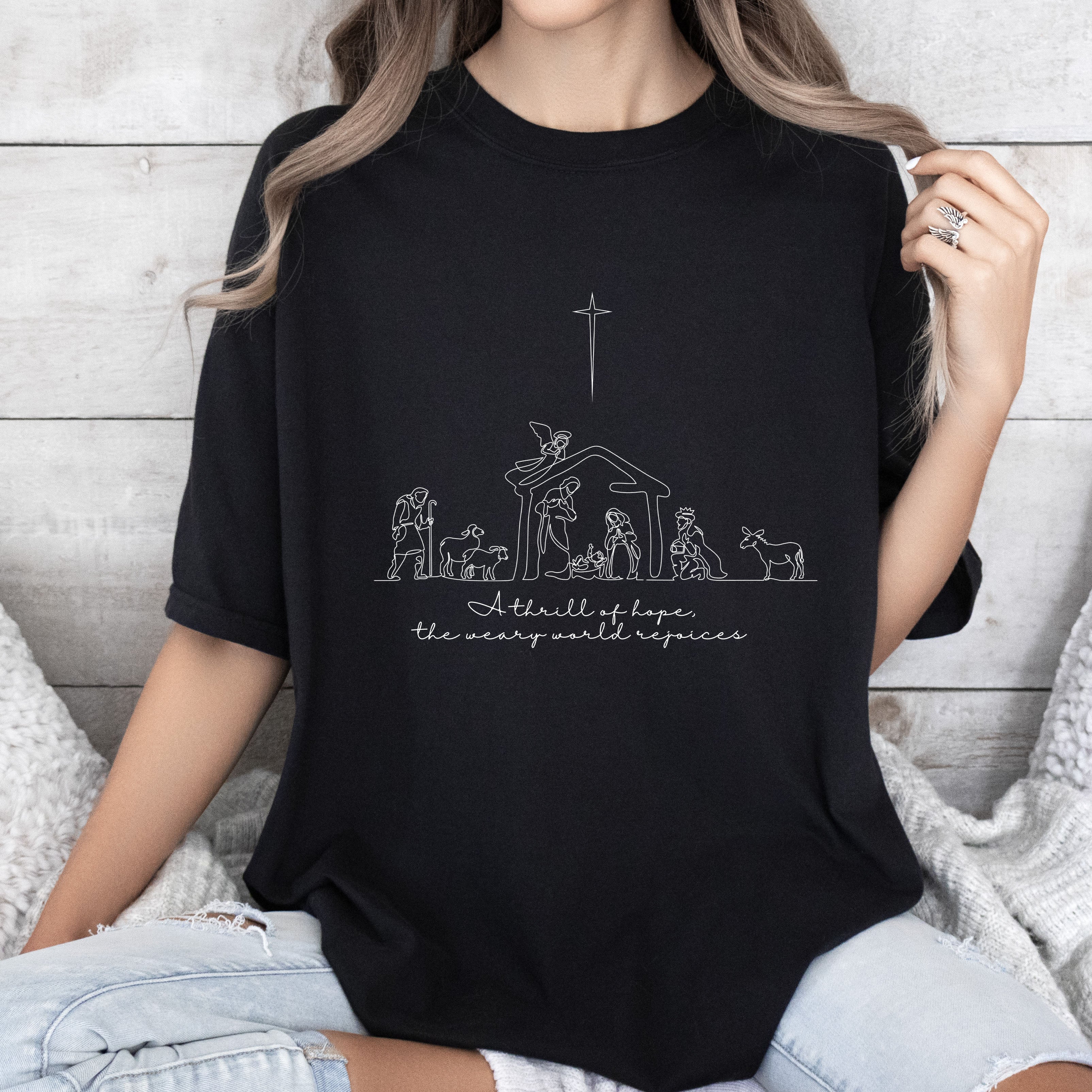 A Thrill Of Hope Chic Vintage Christmas Nostalgic Holiday Cheer Comfort Colors Tee