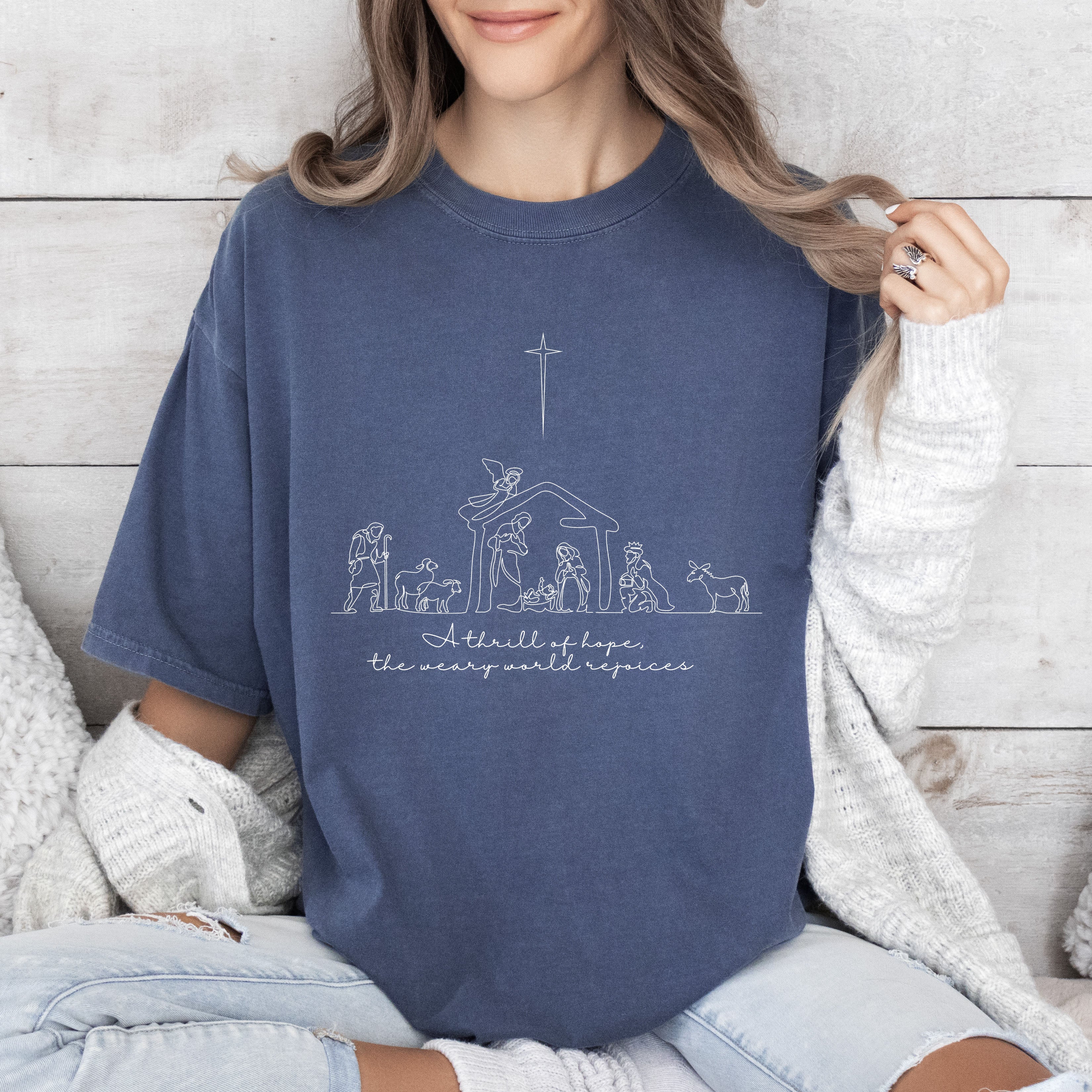A Thrill Of Hope Chic Vintage Christmas Nostalgic Holiday Cheer Comfort Colors Tee