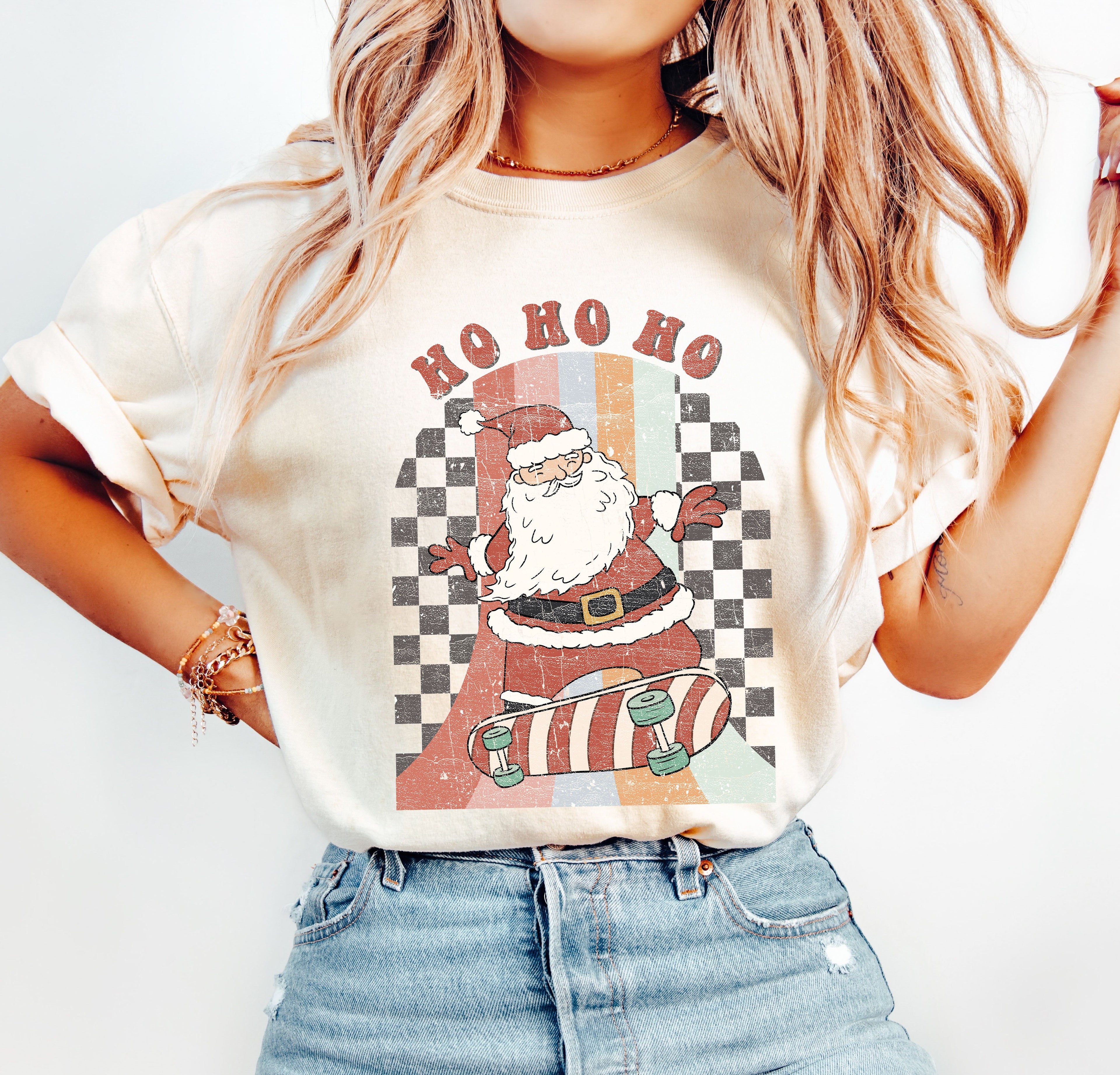 Retro Ho Ho Ho Santa Vintage Christmas Cheer Edition Deluxe Limited Comfort Colors Tee