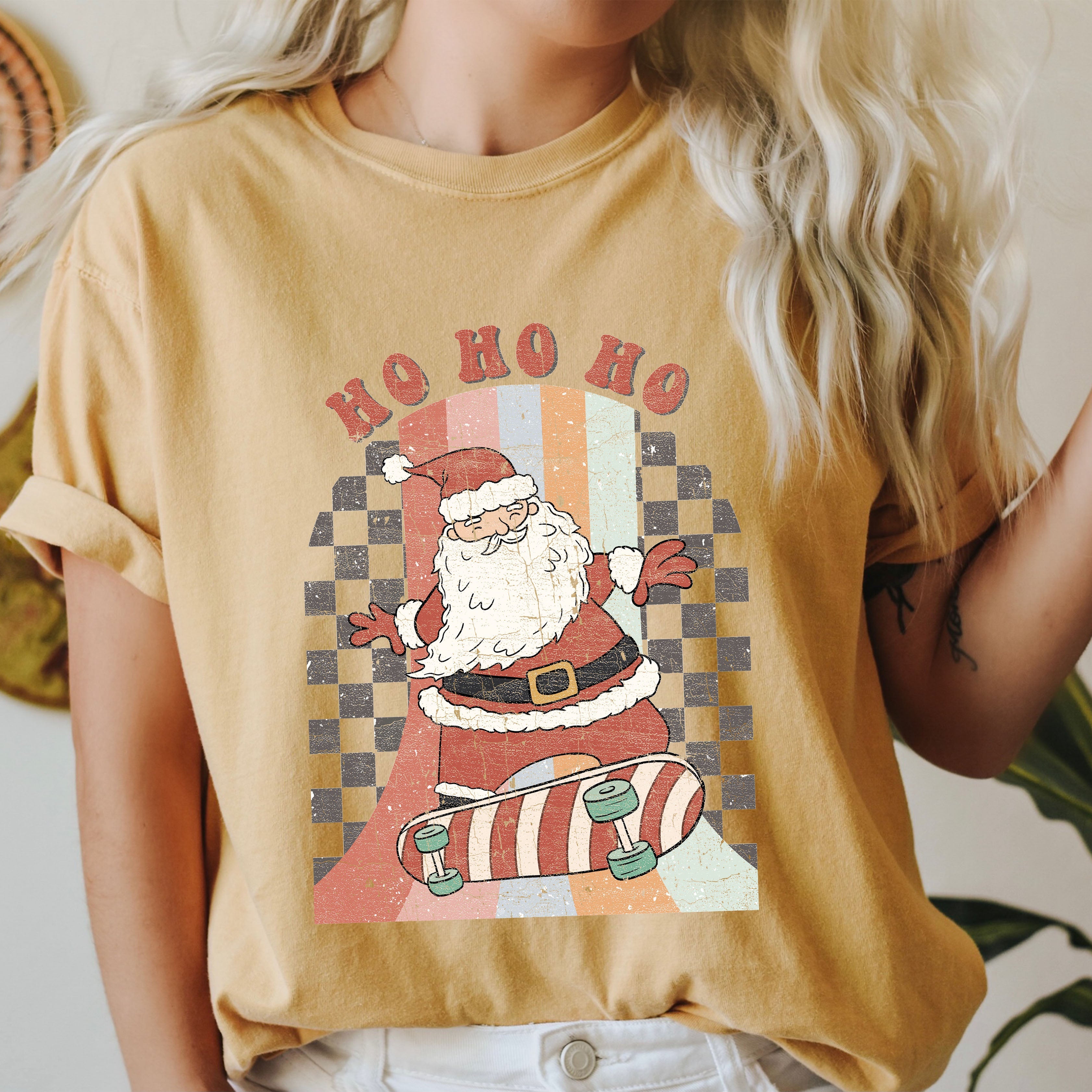 Retro Ho Ho Ho Santa Vintage Christmas Cheer Edition Deluxe Limited Comfort Colors Tee