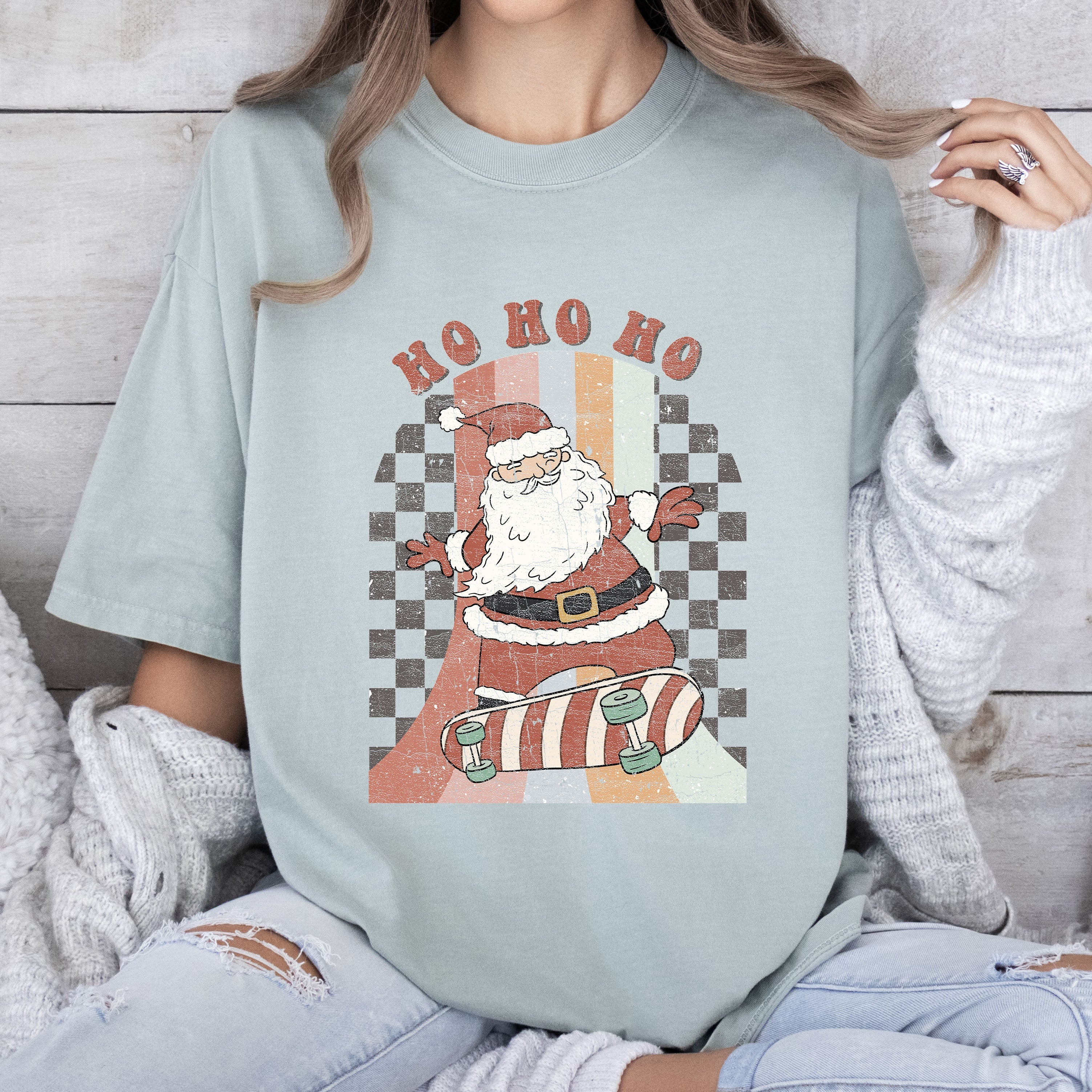 Retro Ho Ho Ho Santa Vintage Christmas Cheer Edition Deluxe Limited Comfort Colors Tee