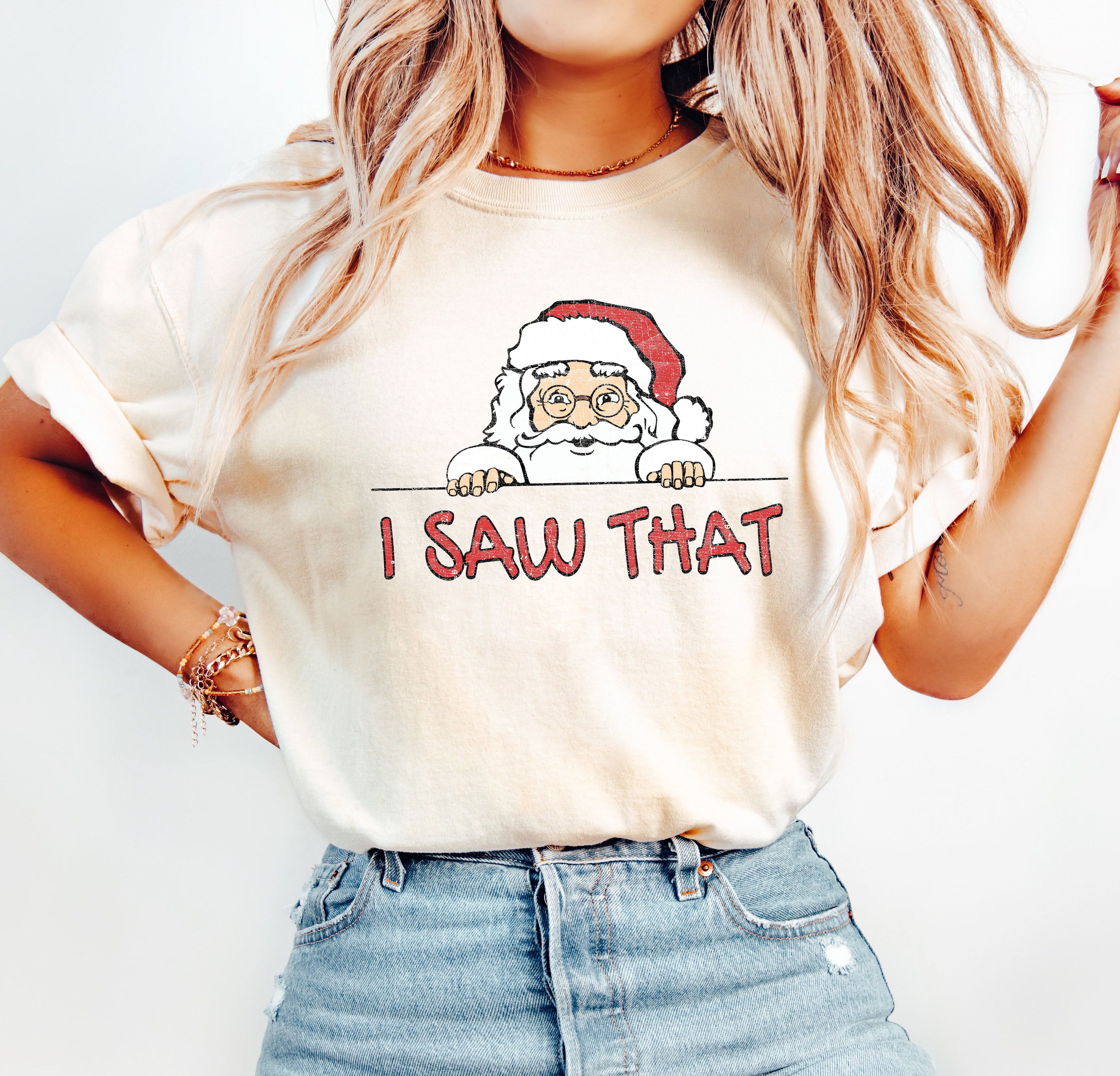I Saw That Retro Santa Vintage Christmas Santa Claus Holiday Edition Comfort Colors Tee