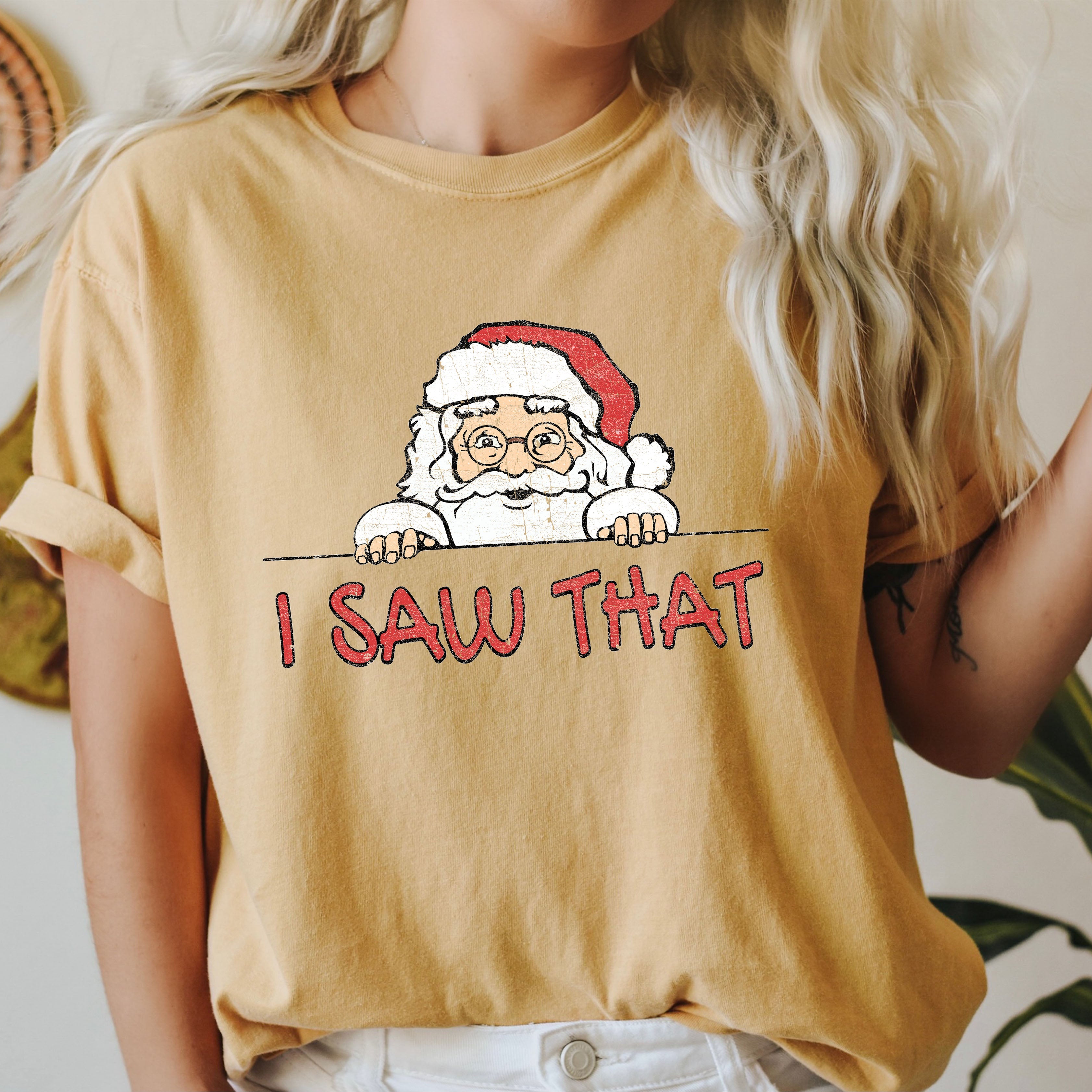 I Saw That Retro Santa Vintage Christmas Santa Claus Holiday Edition Comfort Colors Tee