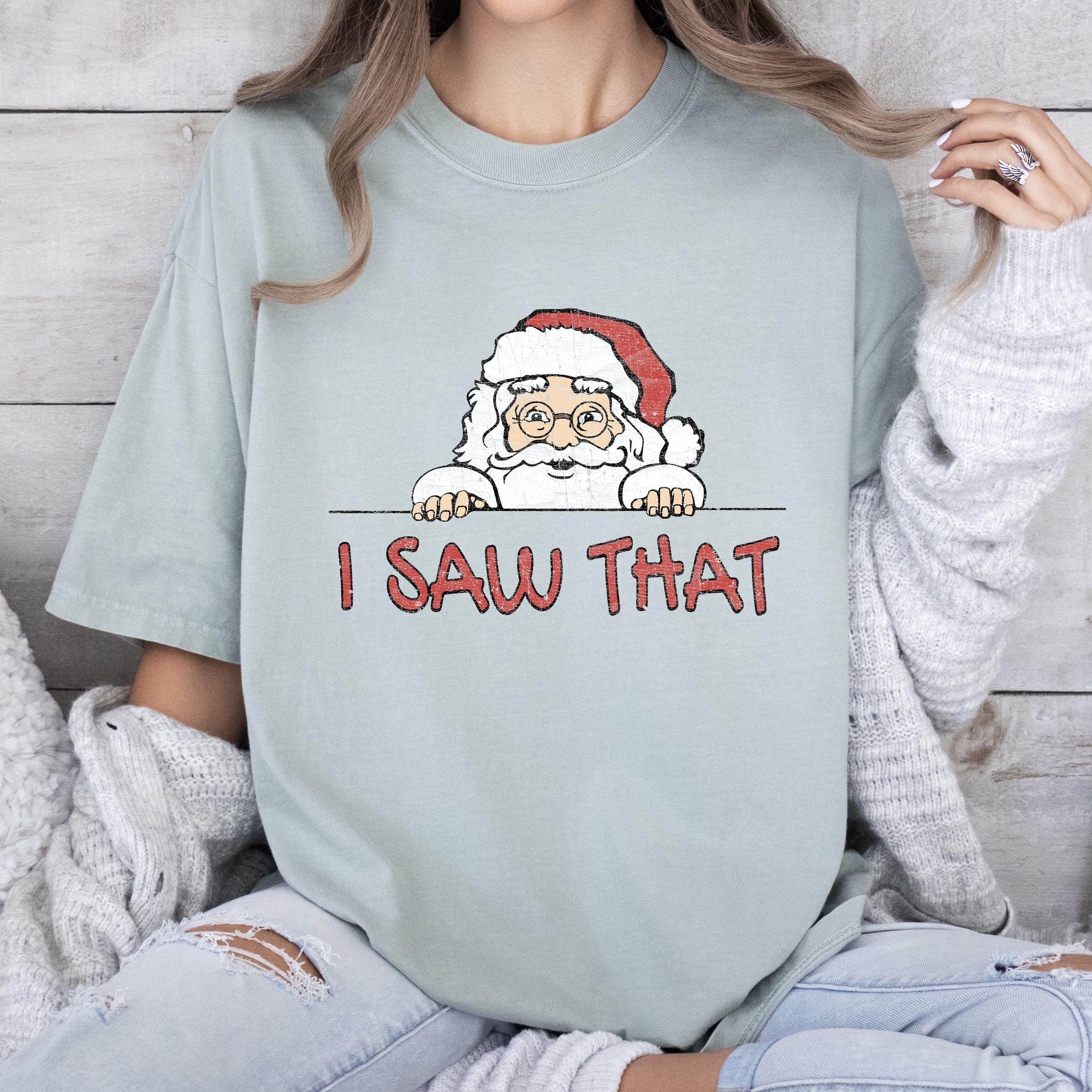 I Saw That Retro Santa Vintage Christmas Santa Claus Holiday Edition Comfort Colors Tee