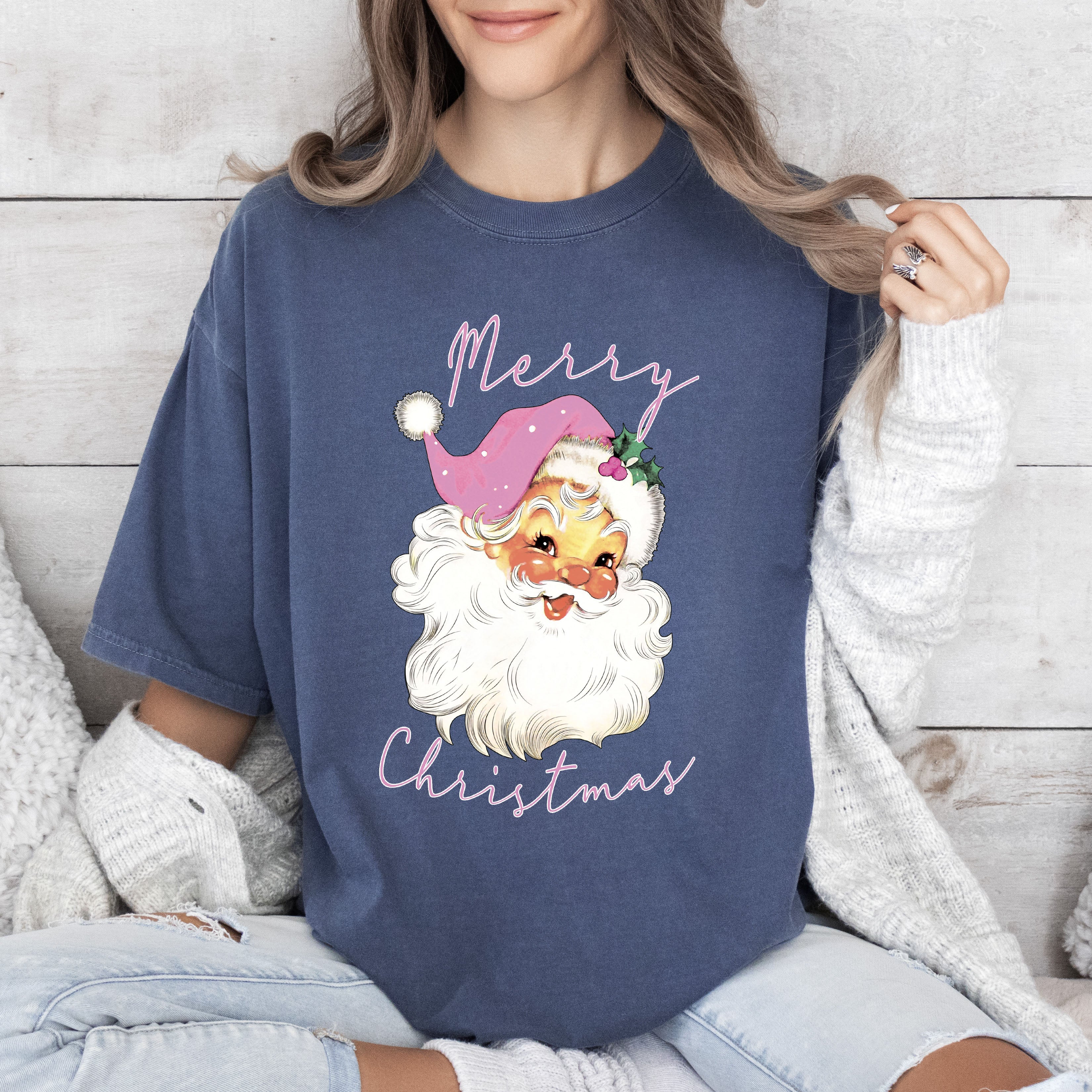 Retro Merry Christmas Pink Santa Vintage Edition Classic Holiday Design Comfort Colors Tee