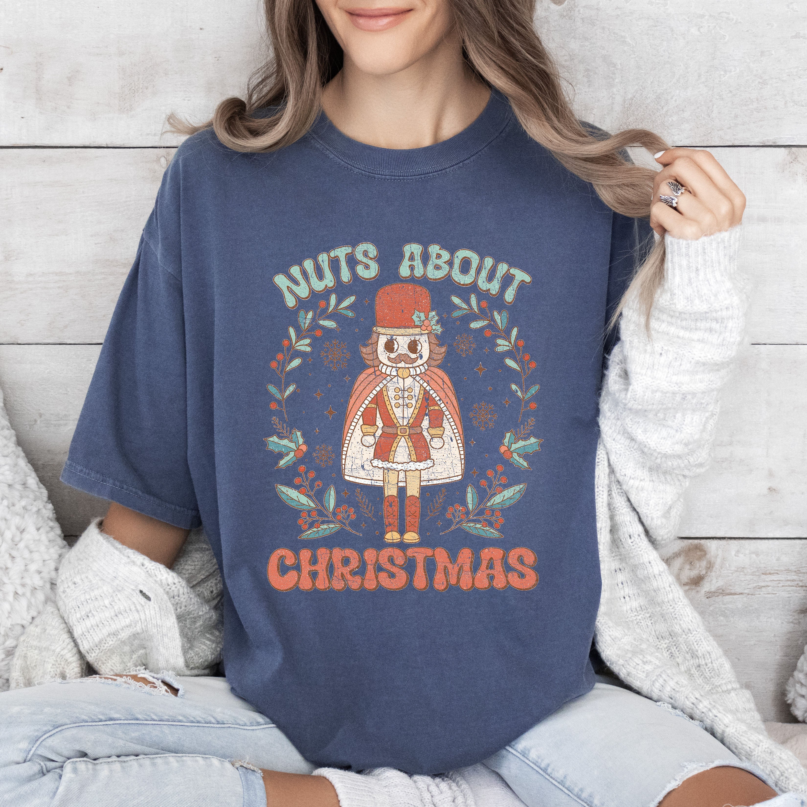 Nuts About Christmas Retro Vintage Nutcracker Holiday Parade Scene Comfort Colors Tee