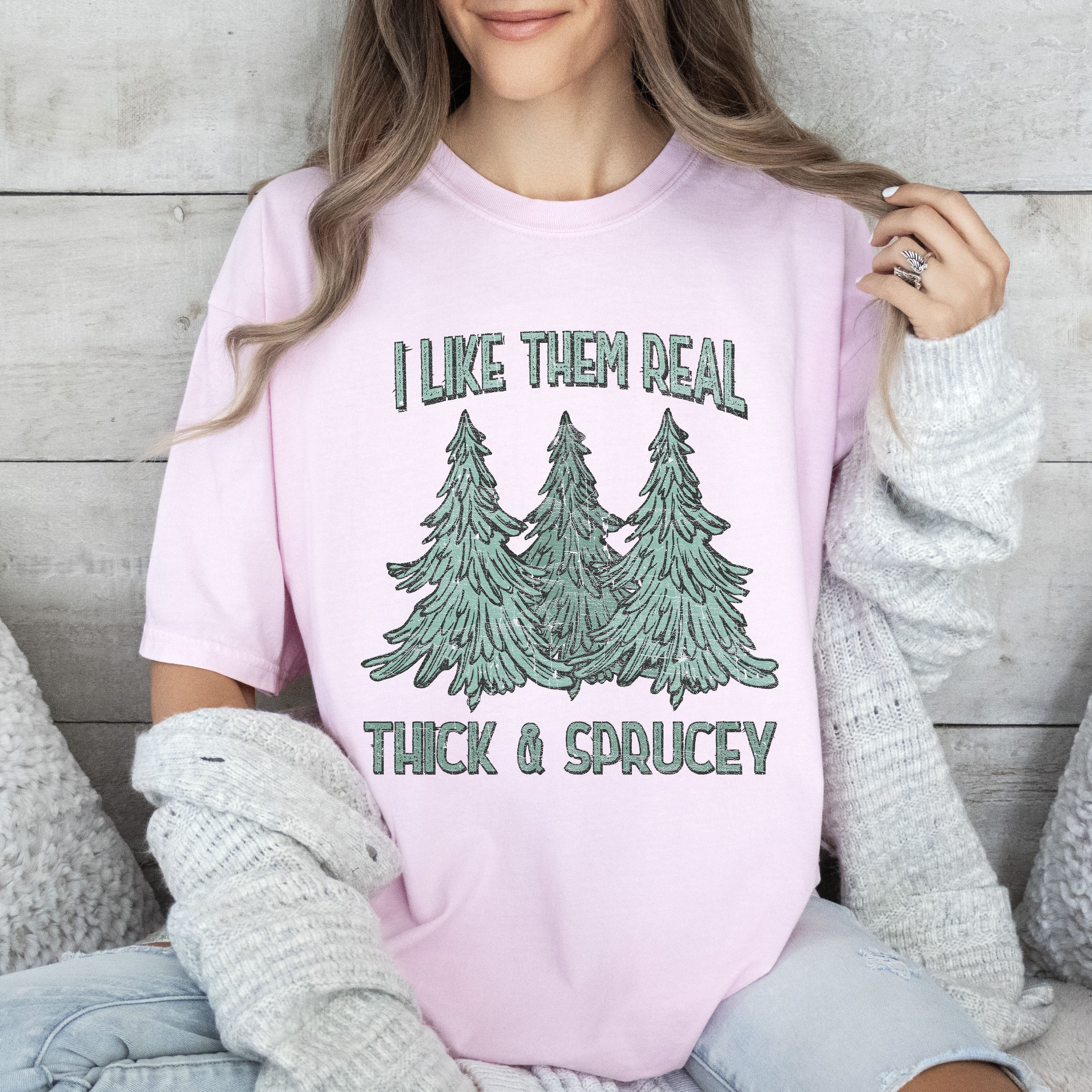 I Like Them Real Thick Christmas Retro Holiday Vintage Graphic Comfort Colors Tee