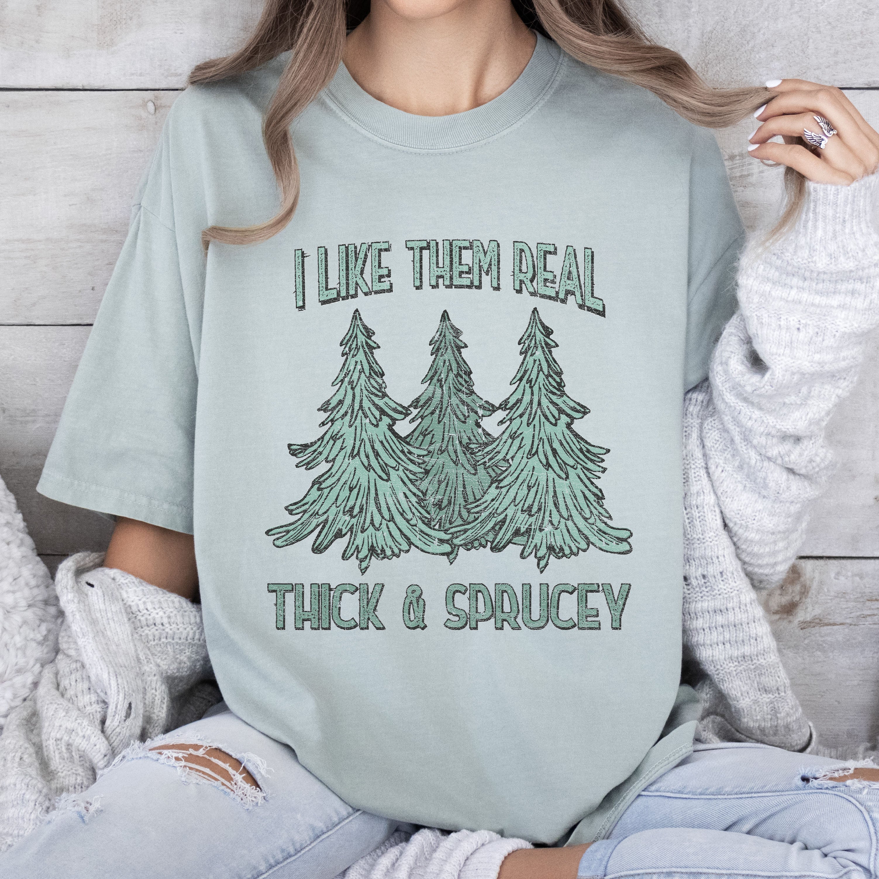I Like Them Real Thick Christmas Retro Holiday Vintage Graphic Comfort Colors Tee