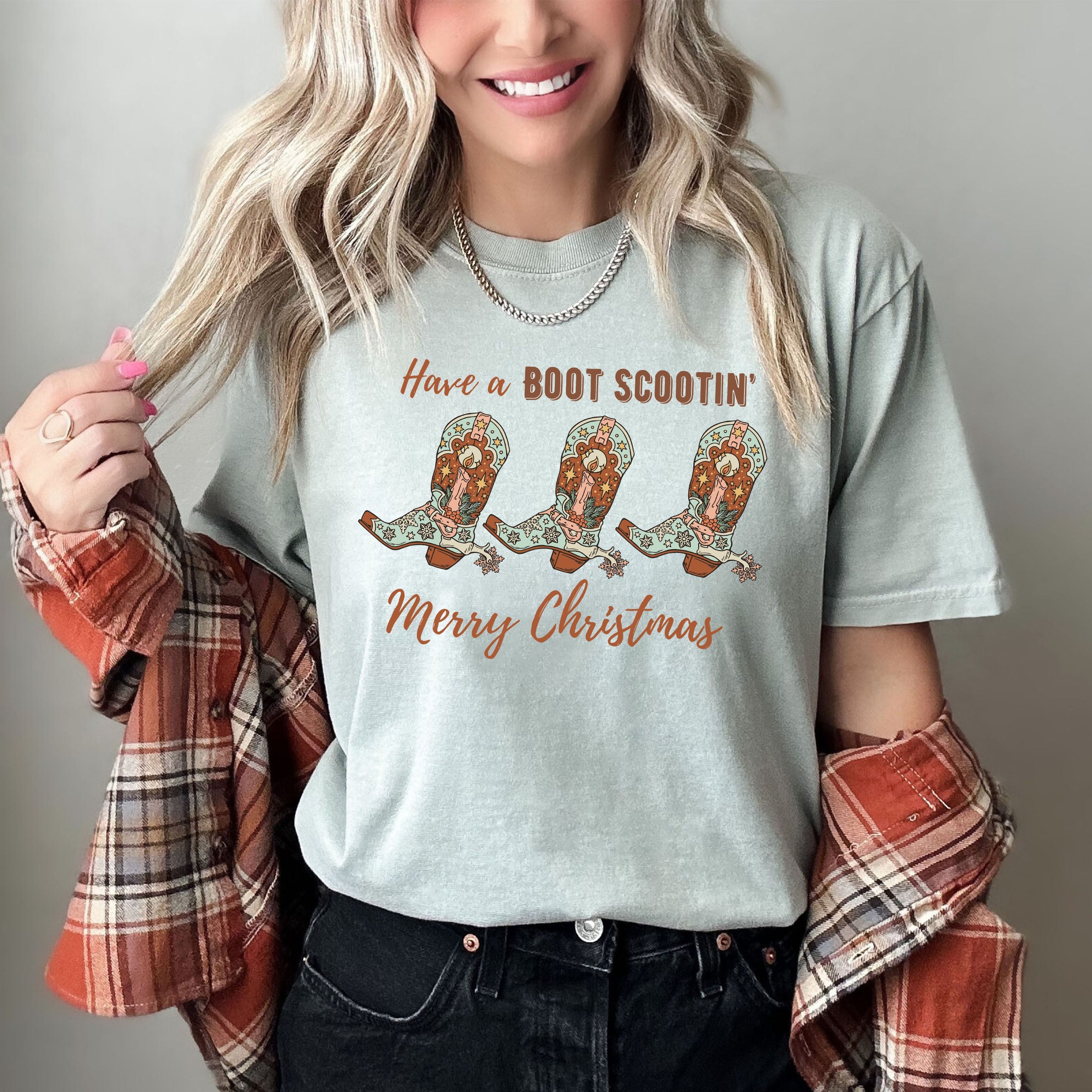 Have A Boot Scootin' Merry Christmas Vintage Classic Christmas Comfort Colors Tee
