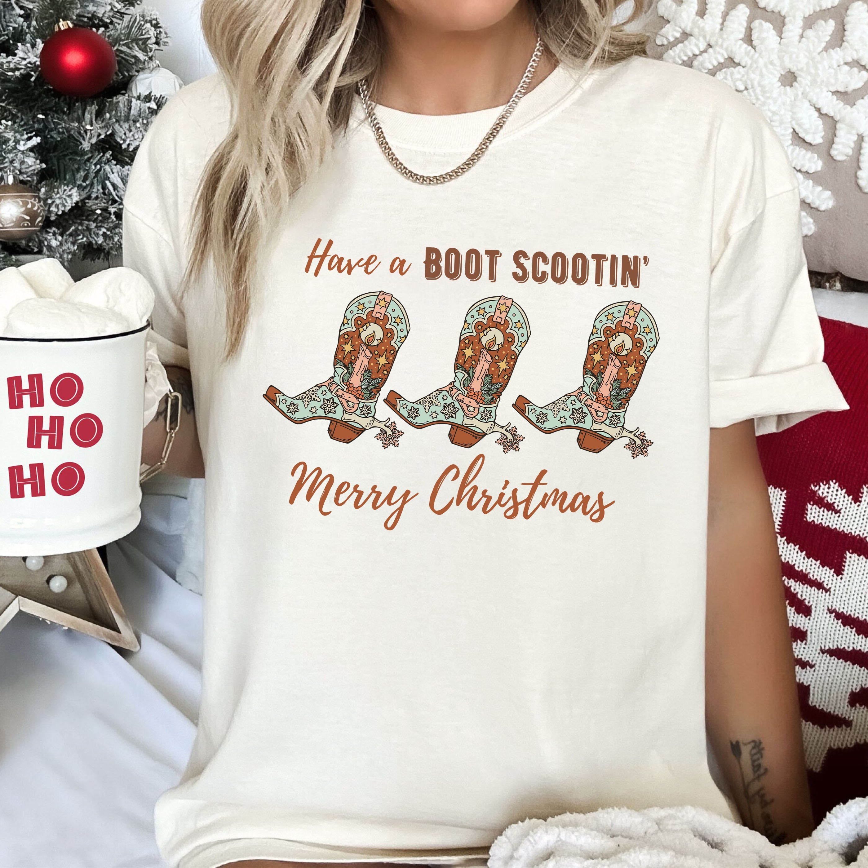 Have A Boot Scootin' Merry Christmas Vintage Classic Christmas Comfort Colors Tee