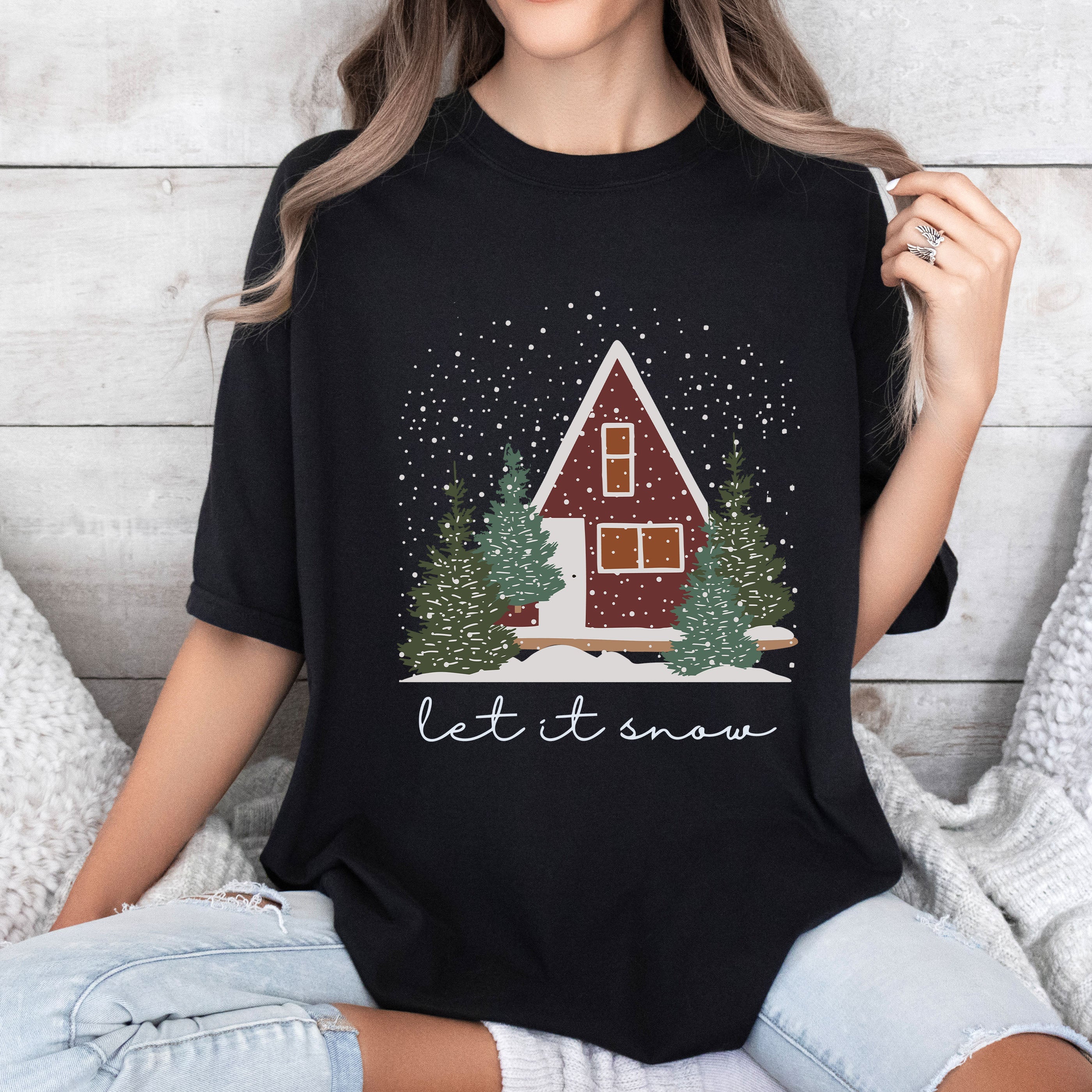 Let It Snow Christmas Home Vintage Classic Christmas Cozy Holiday Cheer Comfort Colors Tee