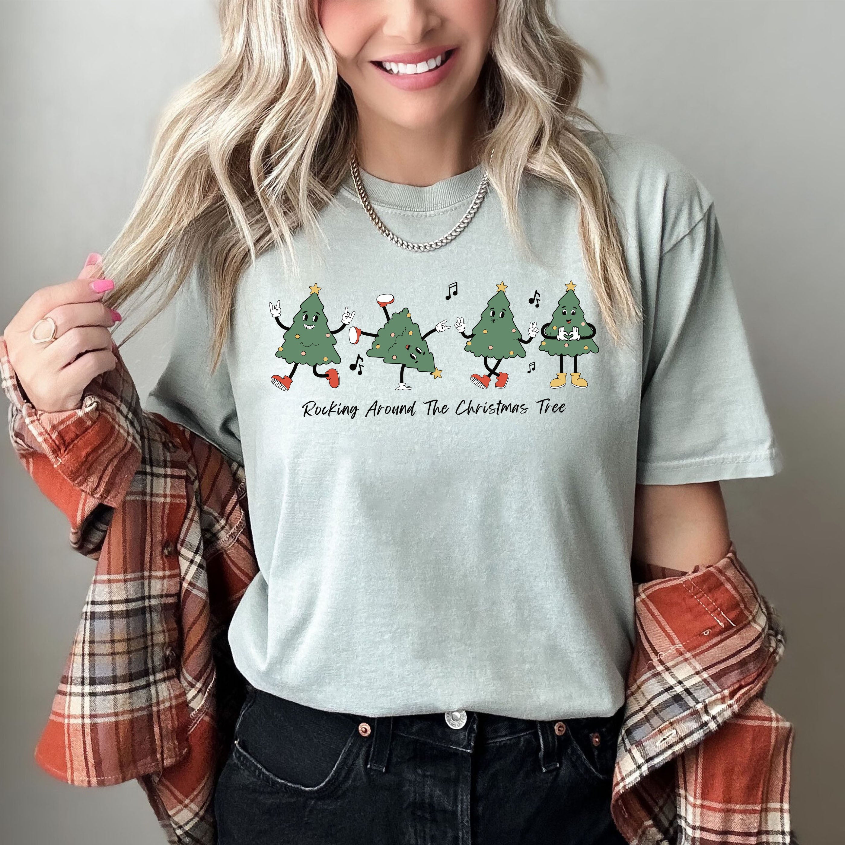 Rocking Around The Christmas Tree Holiday Edition Vintage Style Comfort Colors Tee