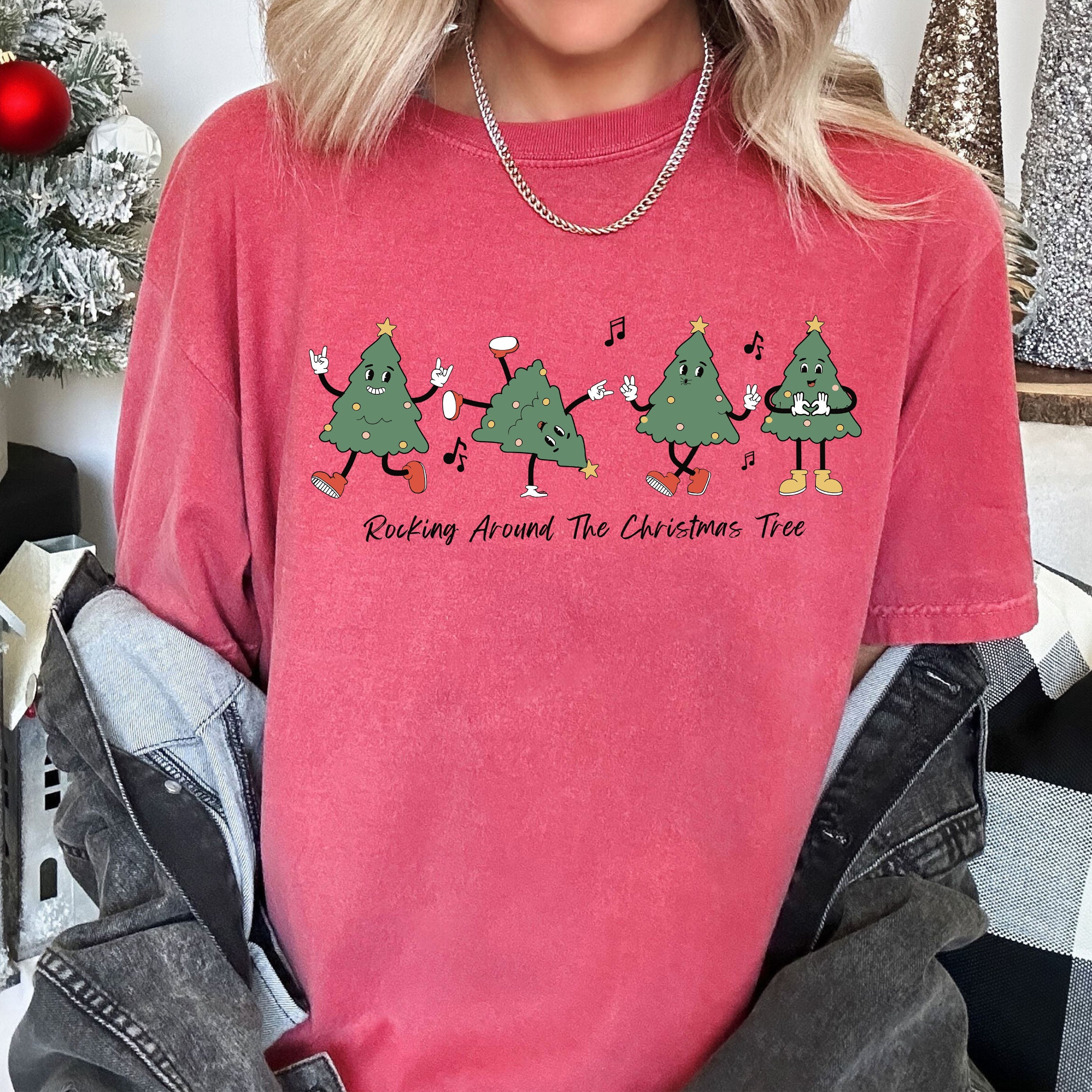 Rocking Around The Christmas Tree Holiday Edition Vintage Style Comfort Colors Tee