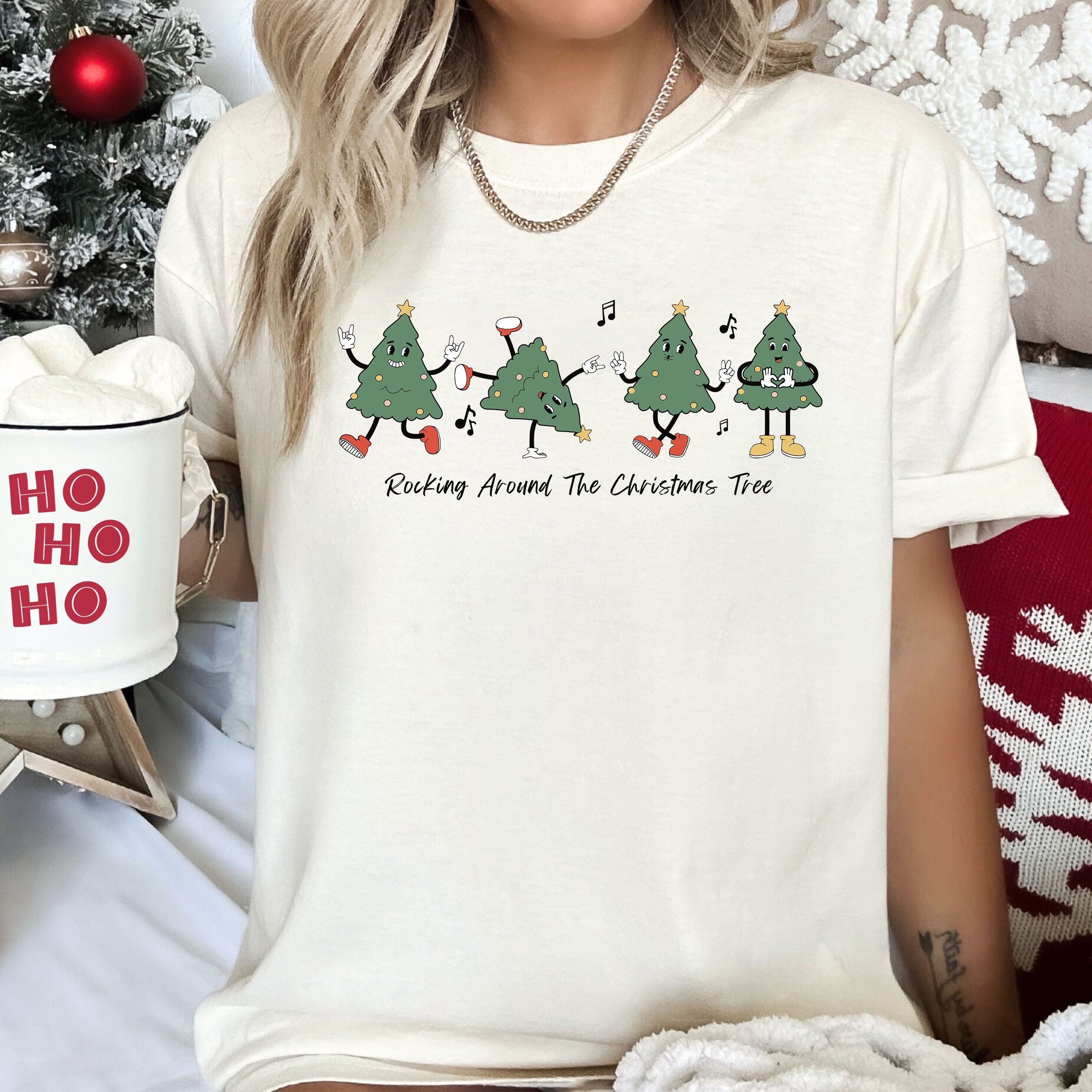 Rocking Around The Christmas Tree Holiday Edition Vintage Style Comfort Colors Tee