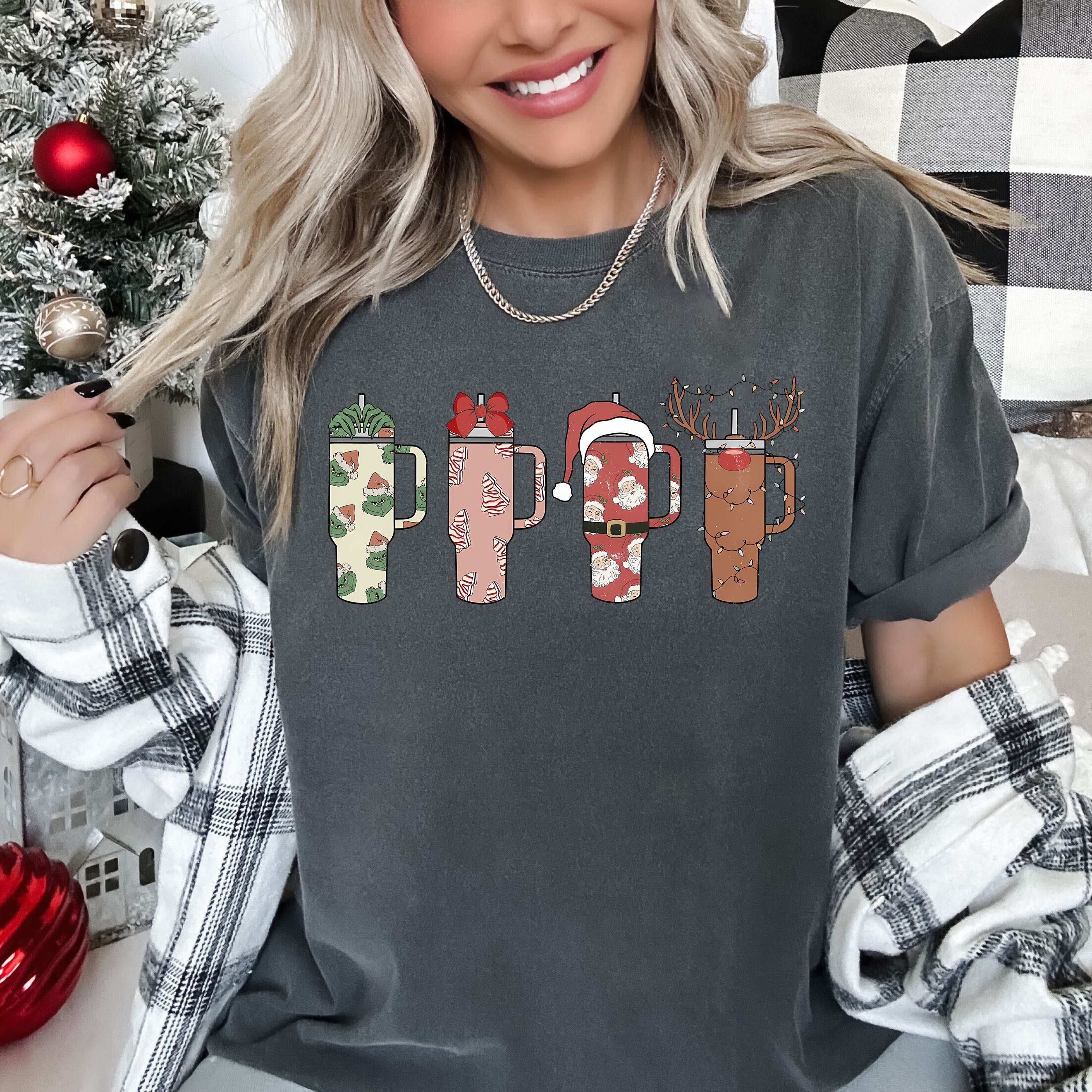 Obsessive Cup Disorder Retro Christmas Vintage Classic Christmas Comfort Colors Tee