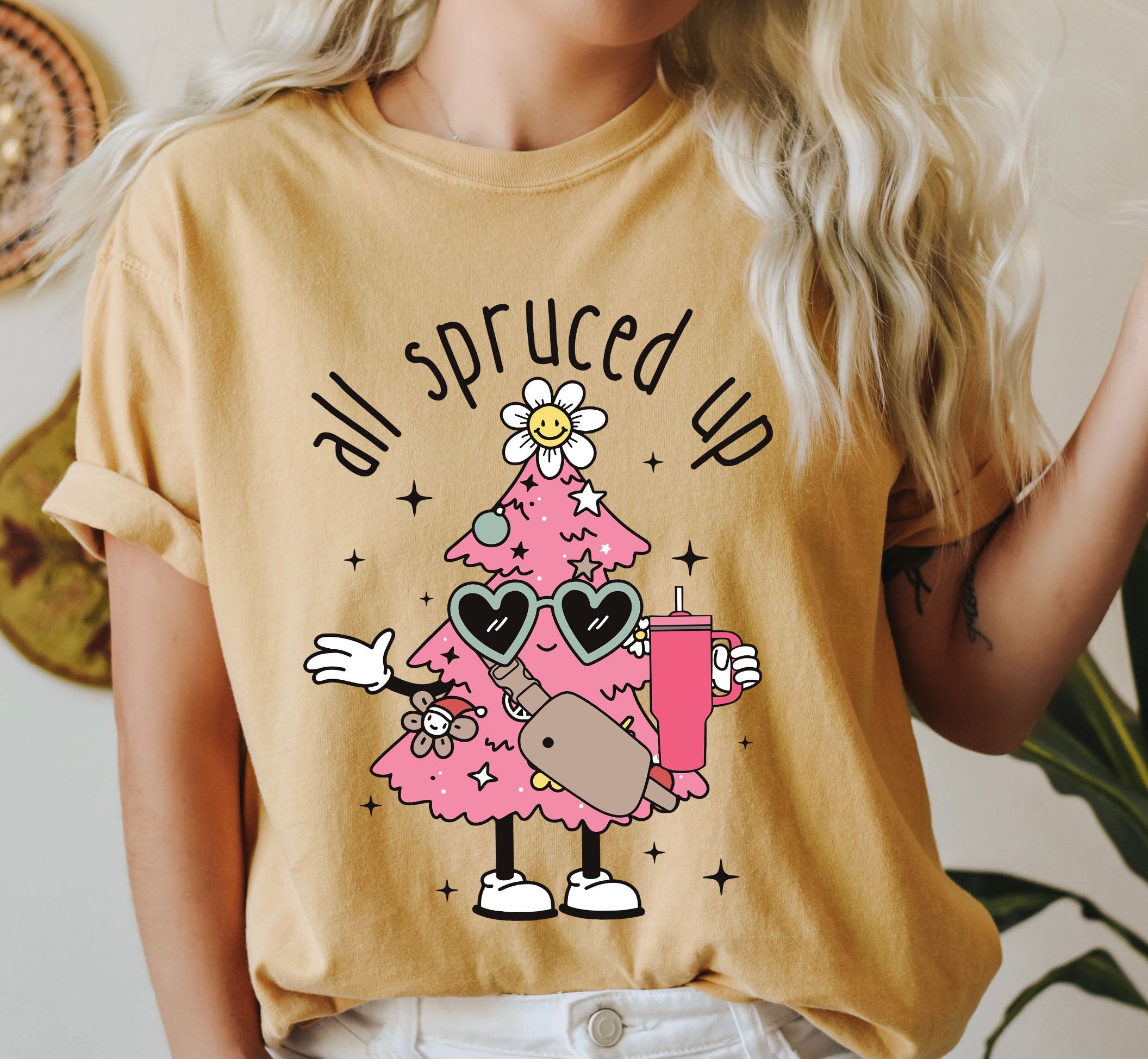 All Spruced Up Retro Holiday Edition Vintage Classic Christmas Comfort Colors Tee