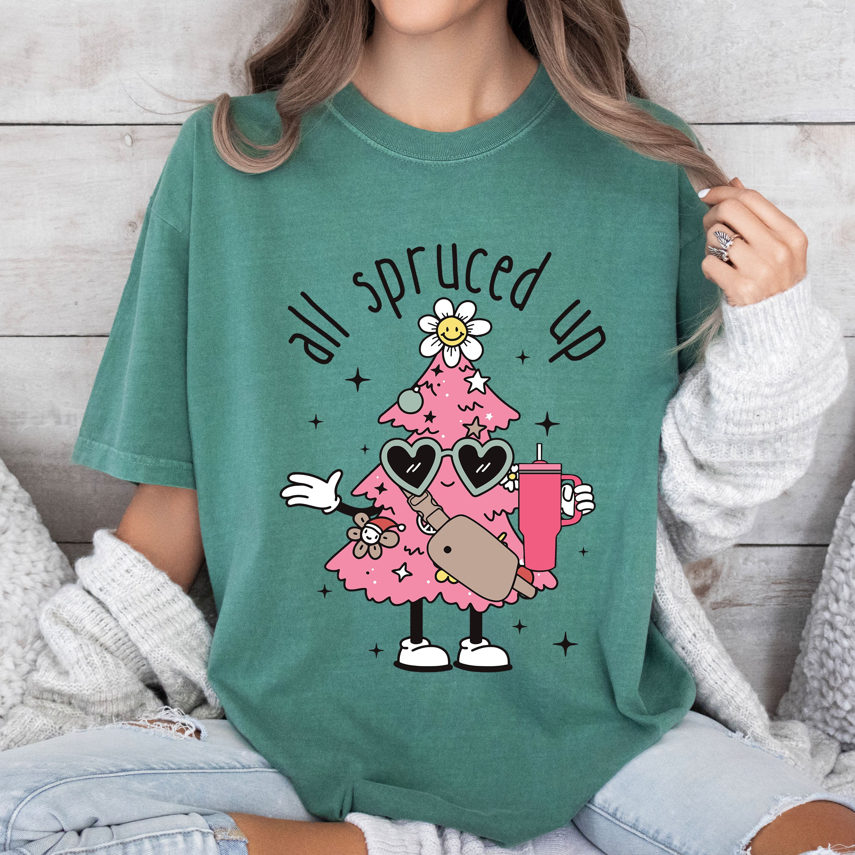 All Spruced Up Retro Holiday Edition Vintage Classic Christmas Comfort Colors Tee