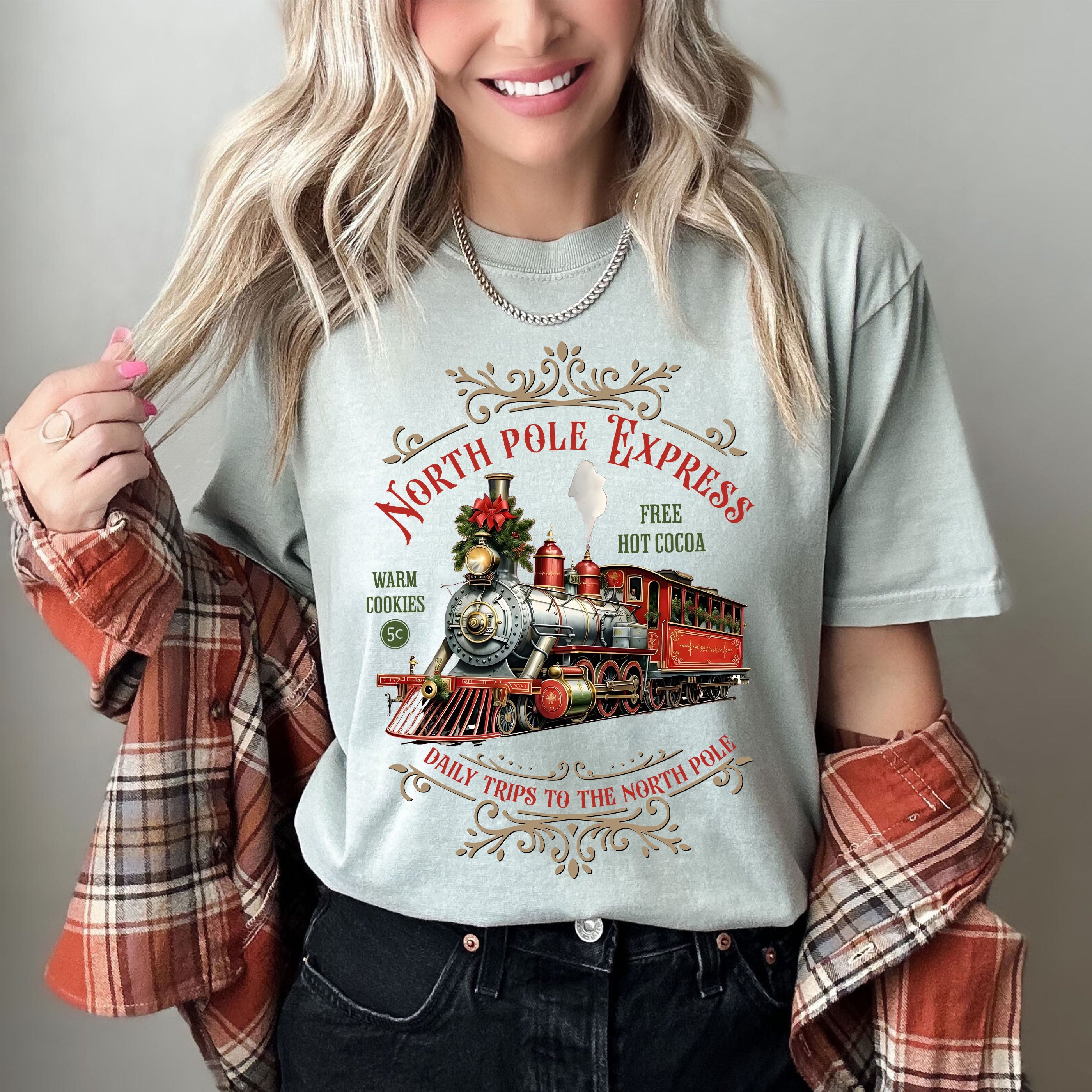 North Pole Express Retro Vintage Classic Christmas Edition Deluxe Comfort Colors Tee