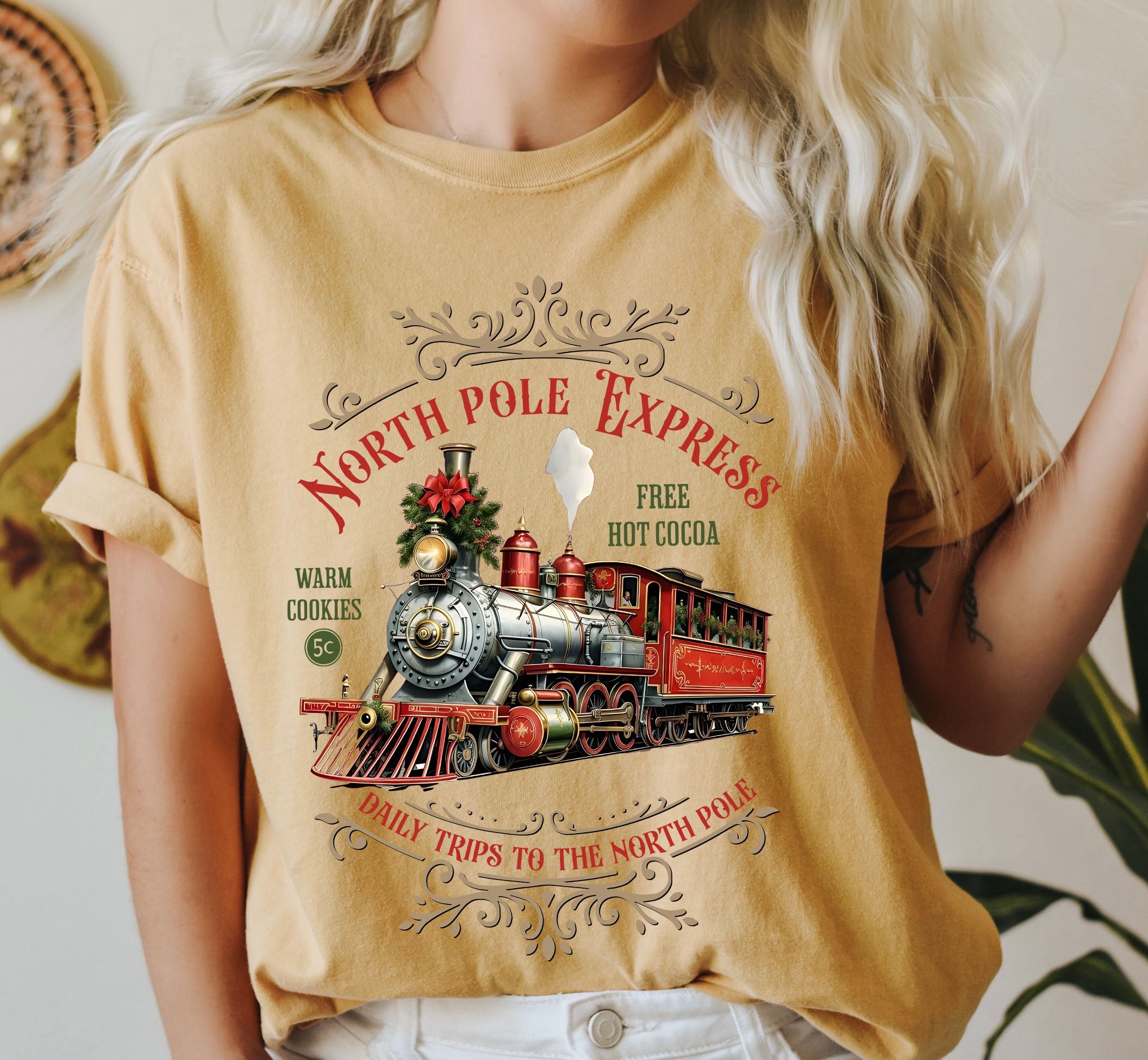 North Pole Express Retro Vintage Classic Christmas Edition Deluxe Comfort Colors Tee