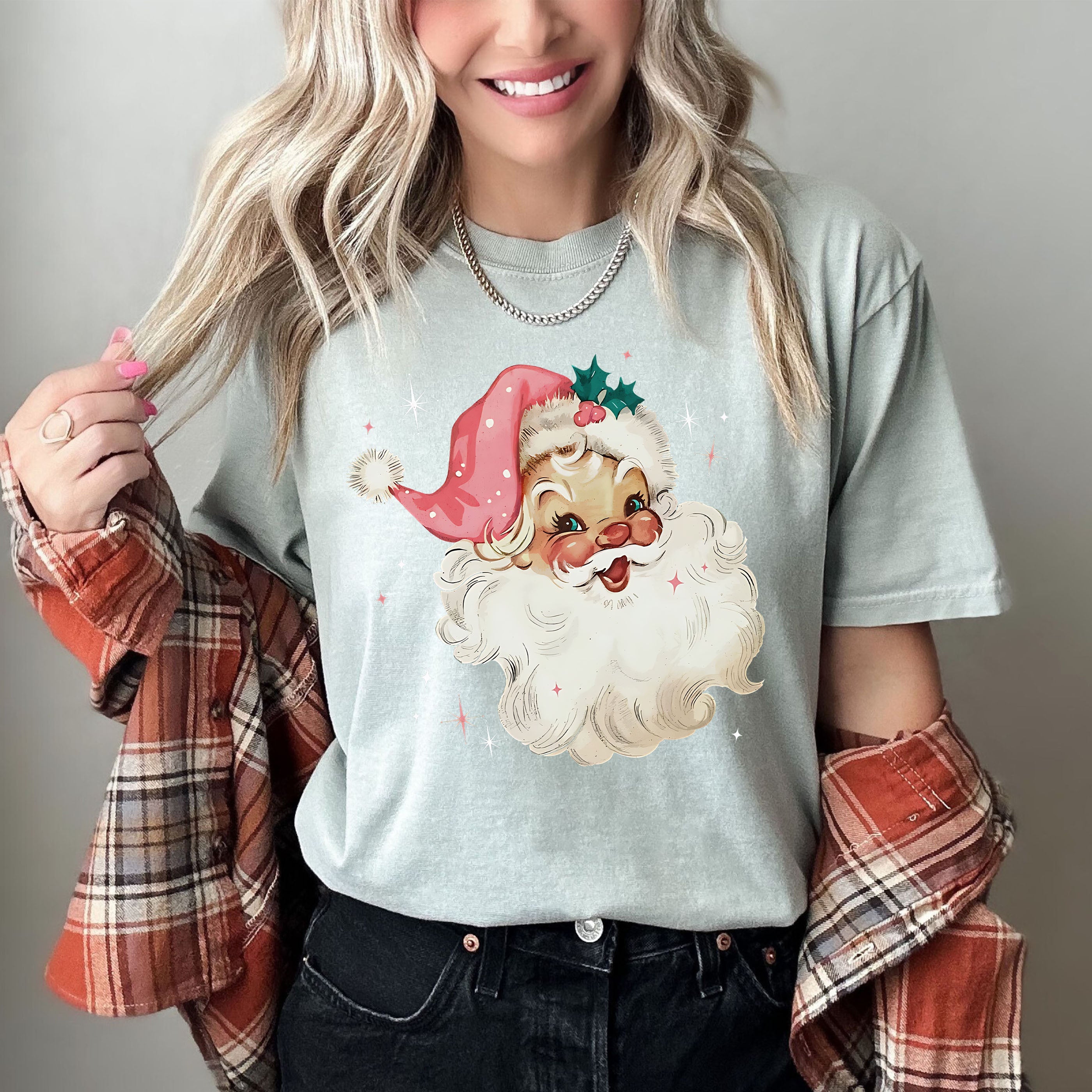 Retro Santa Vintage Classic Christmas Nostalgic Holiday Cheer Comfort Colors Tee