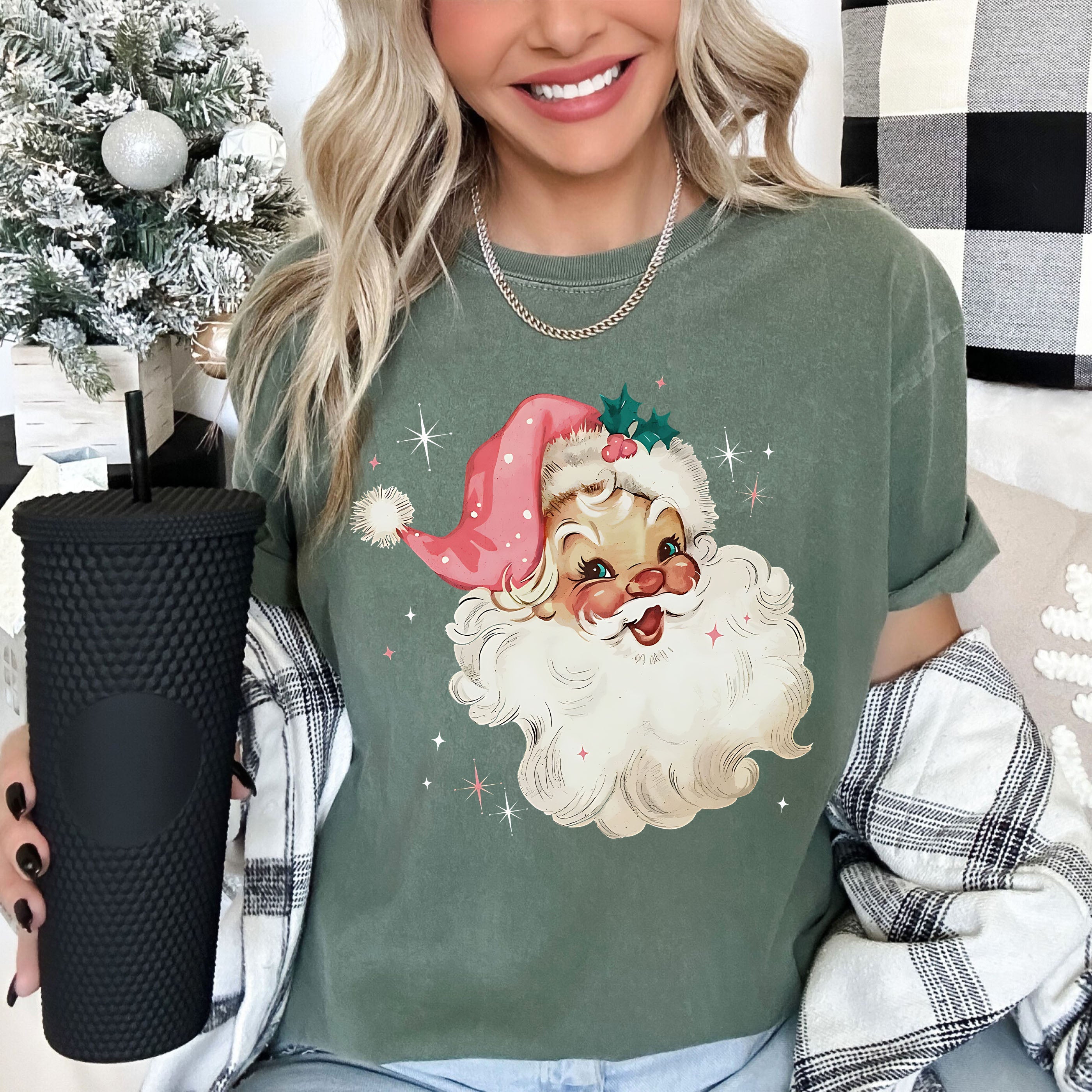 Retro Santa Vintage Classic Christmas Nostalgic Holiday Cheer Comfort Colors Tee