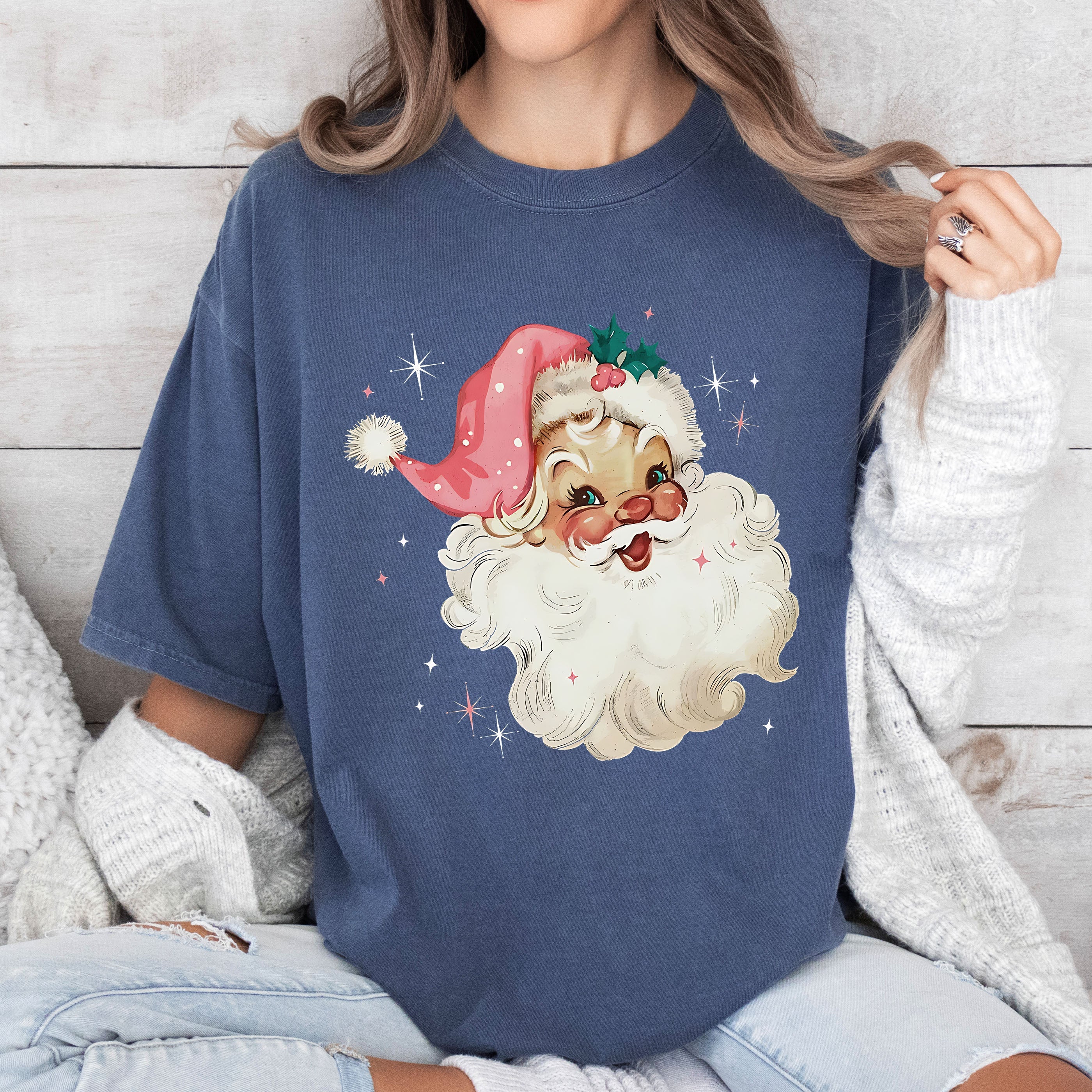 Retro Santa Vintage Classic Christmas Nostalgic Holiday Cheer Comfort Colors Tee
