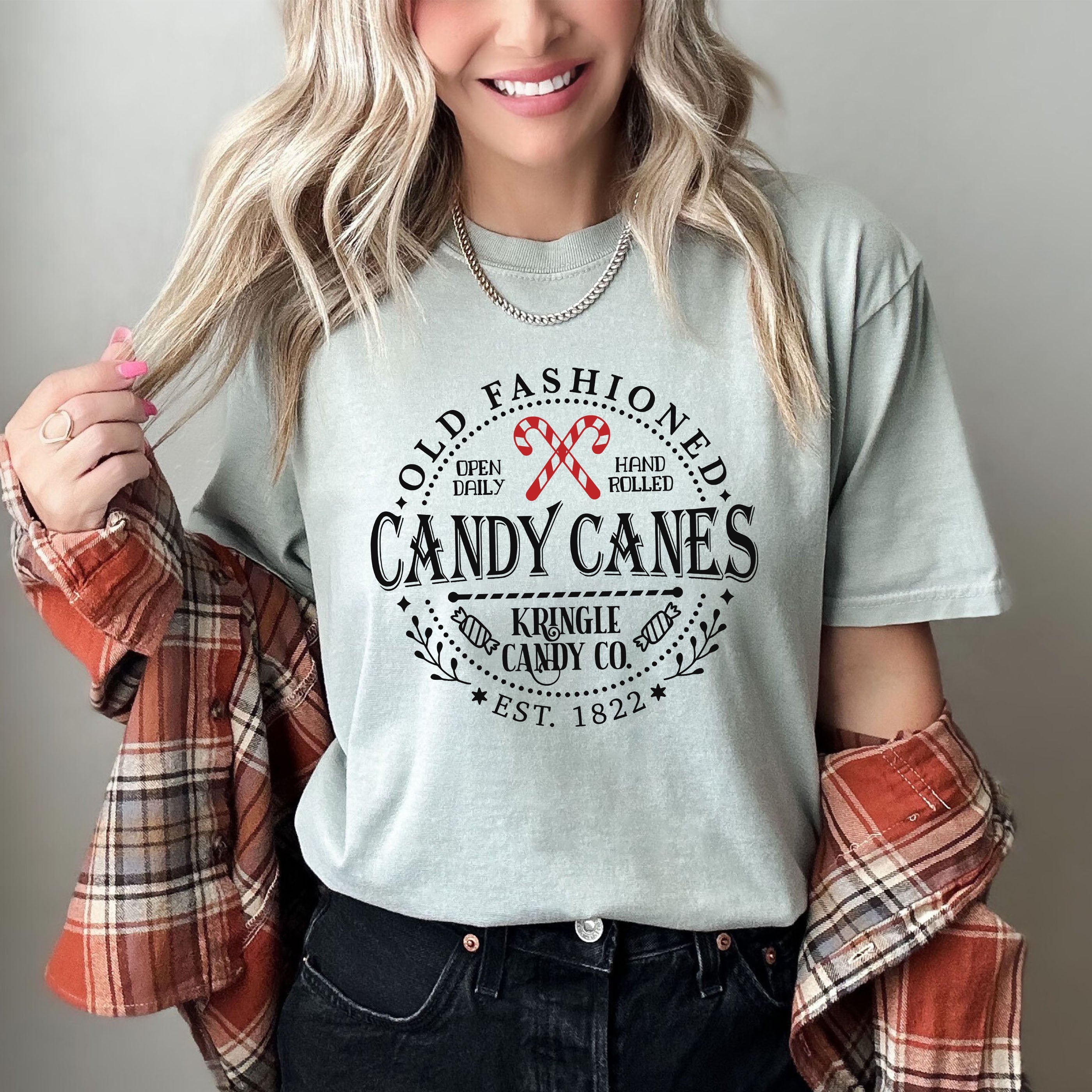 Old Fashioned Candy Canes Vintage Christmas Classic Holiday Nostalgia Comfort Colors Tee