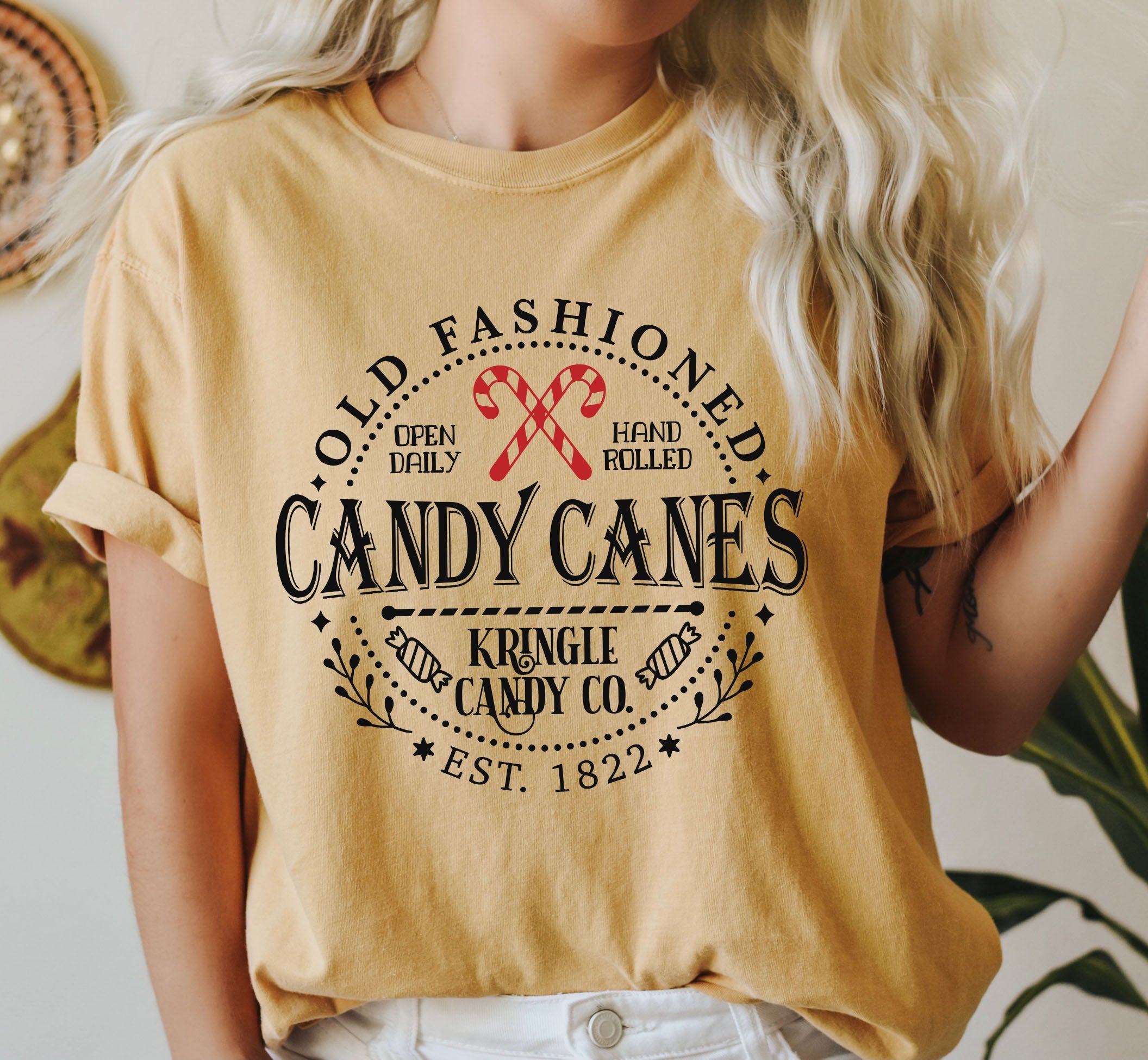 Old Fashioned Candy Canes Vintage Christmas Classic Holiday Nostalgia Comfort Colors Tee