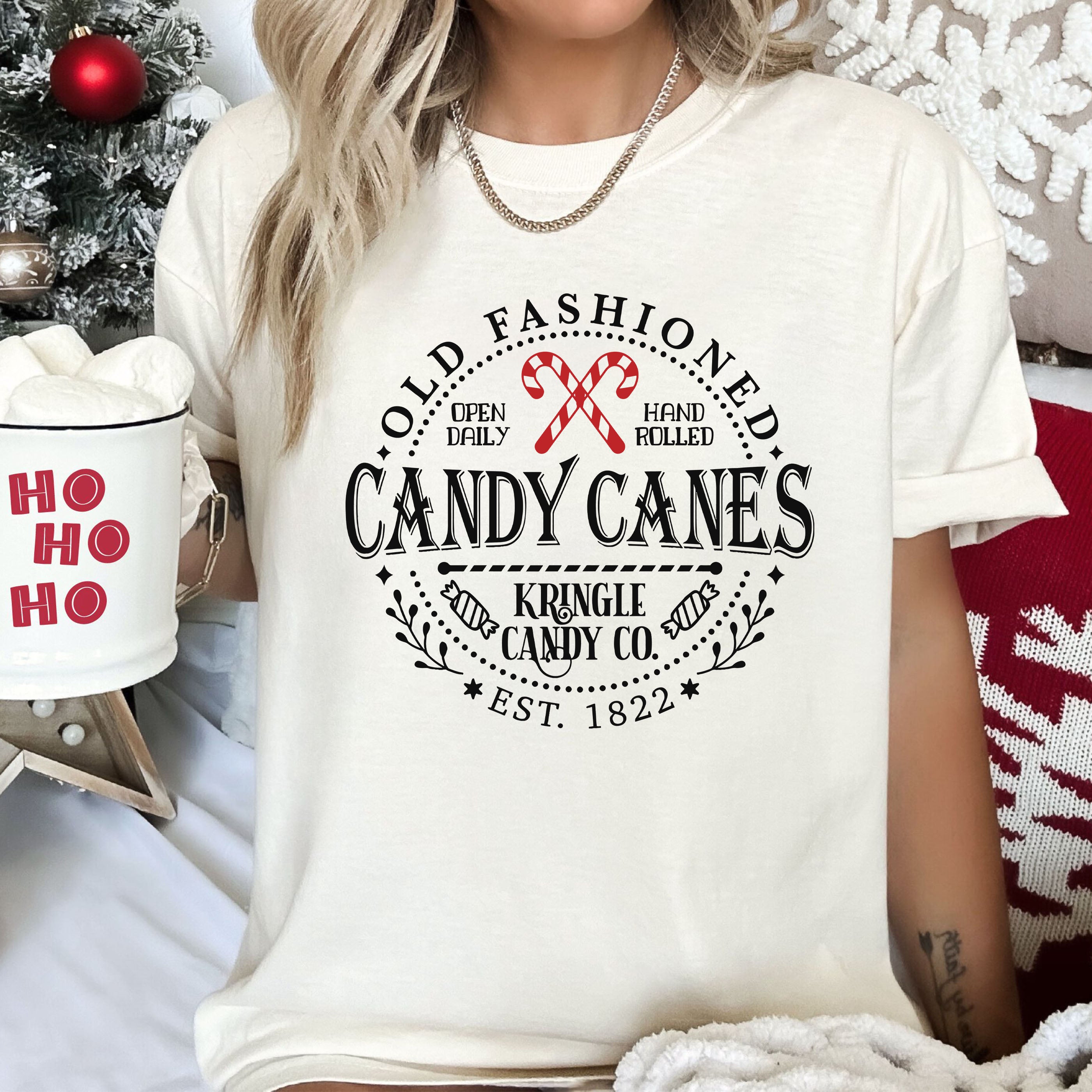 Old Fashioned Candy Canes Vintage Christmas Classic Holiday Nostalgia Comfort Colors Tee