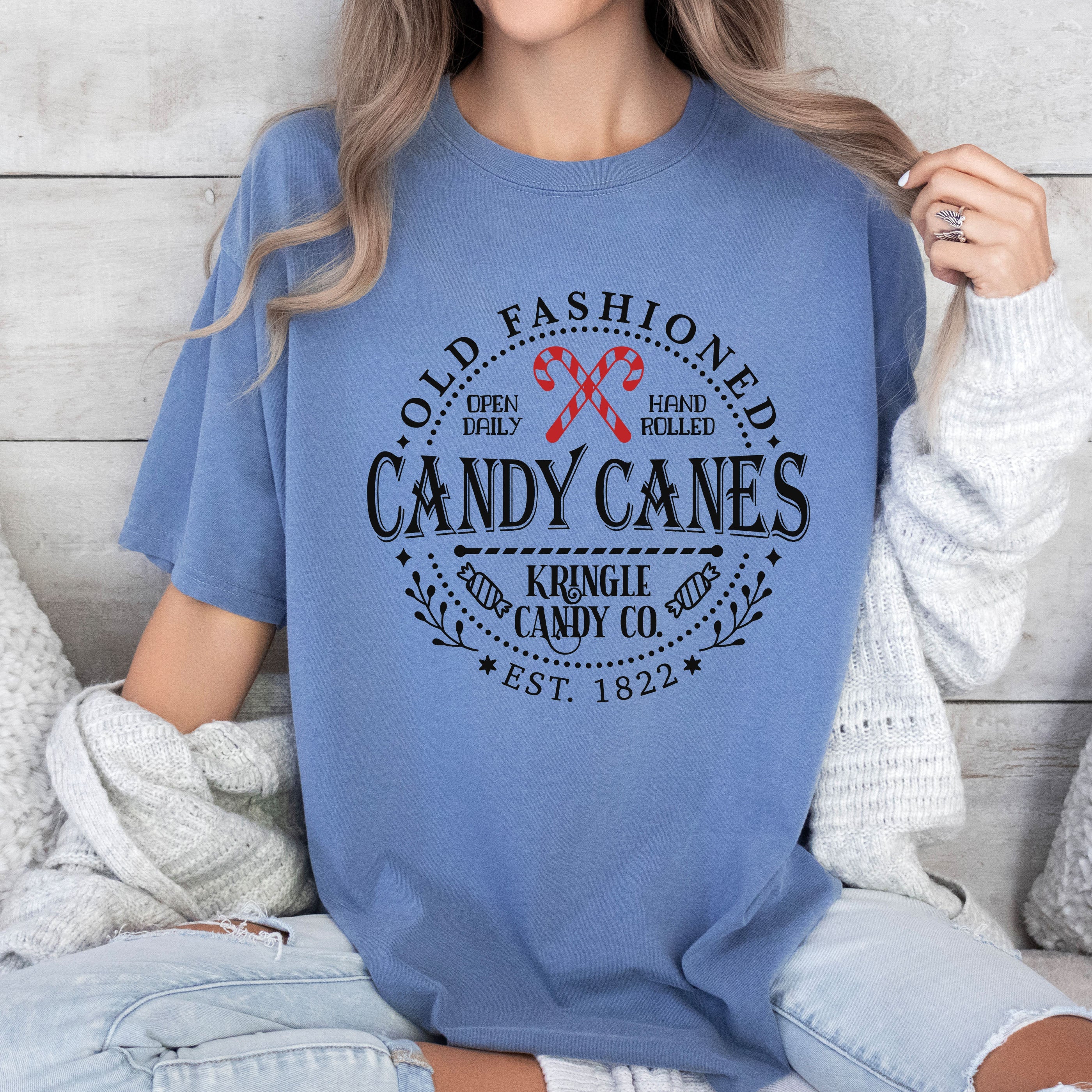 Old Fashioned Candy Canes Vintage Christmas Classic Holiday Nostalgia Comfort Colors Tee